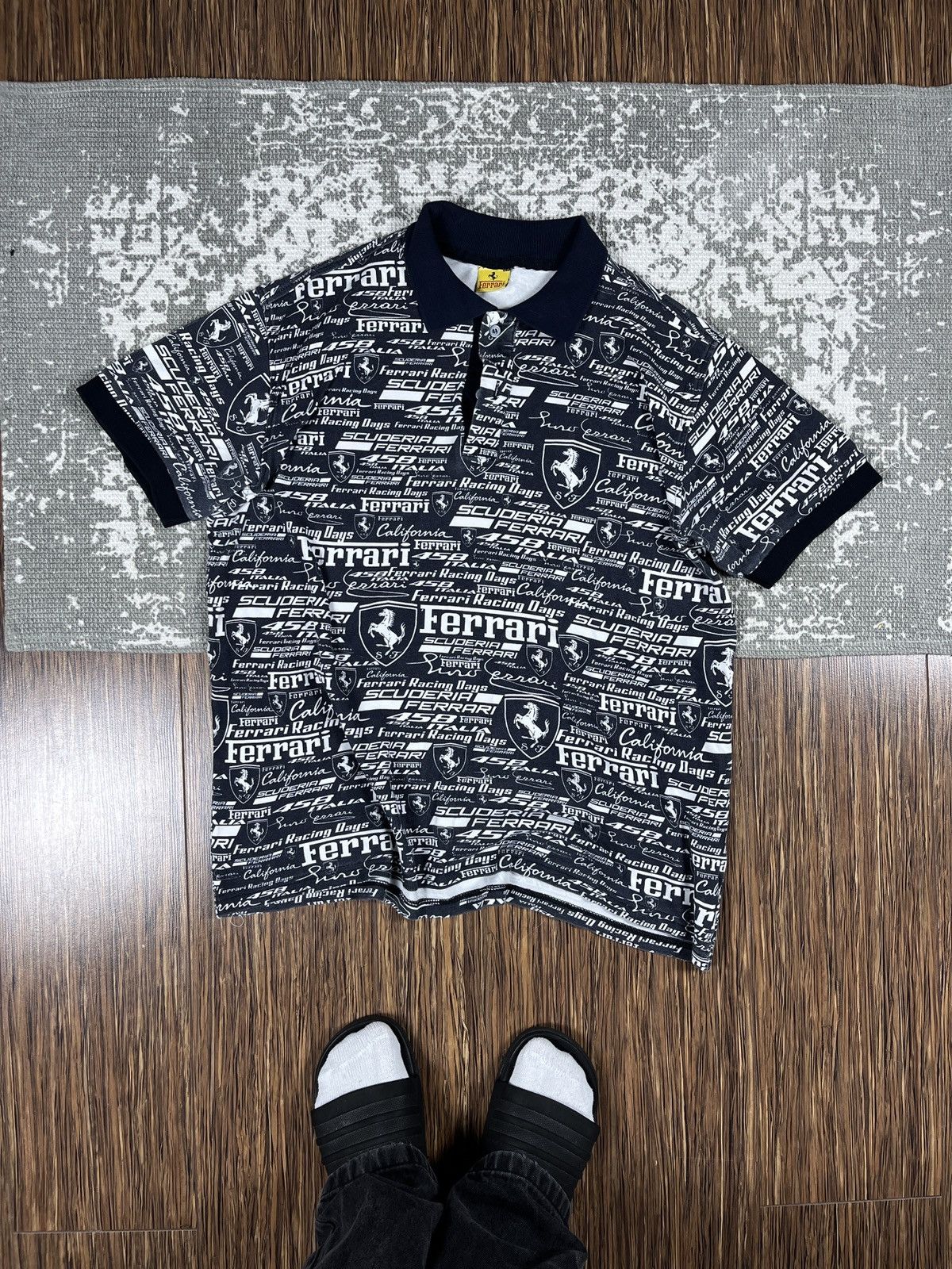 Vintage ➕ Vintage y2k 00s Ferrari aop rare polo shirt moto hype Size US XL / EU 56 / 4 - 1 Thumbnail