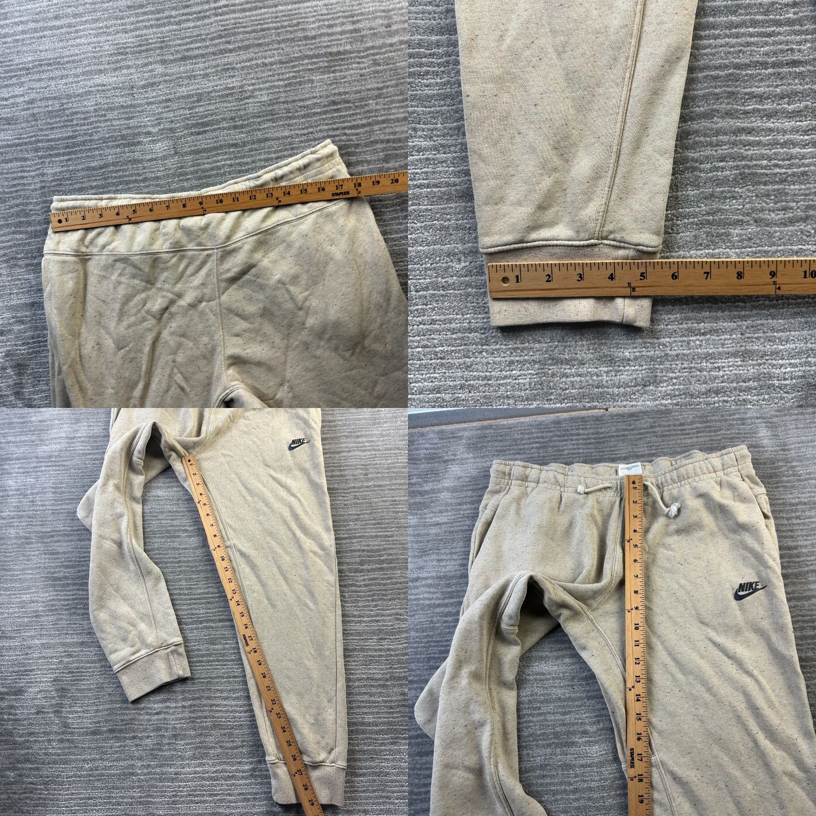 Nike Nike Pants Mens Large Beige Tan Club Fleece Joggers Sweatpants Pockets Logo Size US 33 - 8 Thumbnail