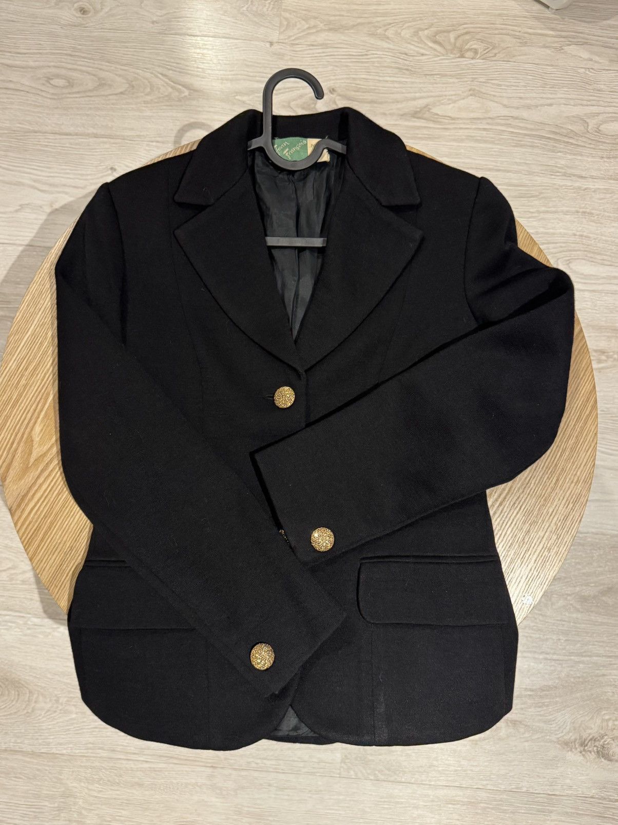 Vintage Vintage Black Wool Blazer with Gold Buttons – Made in France Size S / US 4 / IT 40 - 1 Thumbnail