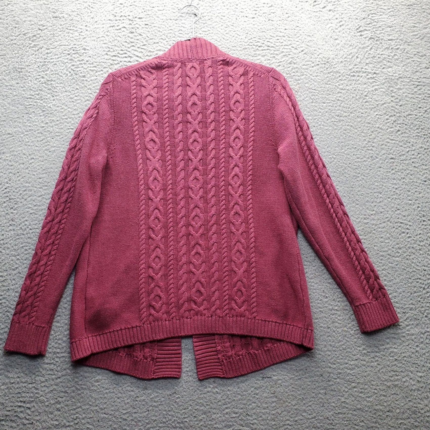 Vintage L.L. Bean Cardigan Sweater Womens Large Pink Chunky Knit Long Sleeve Open Front Size L / US 10 / IT 46 - 2 Thumbnail