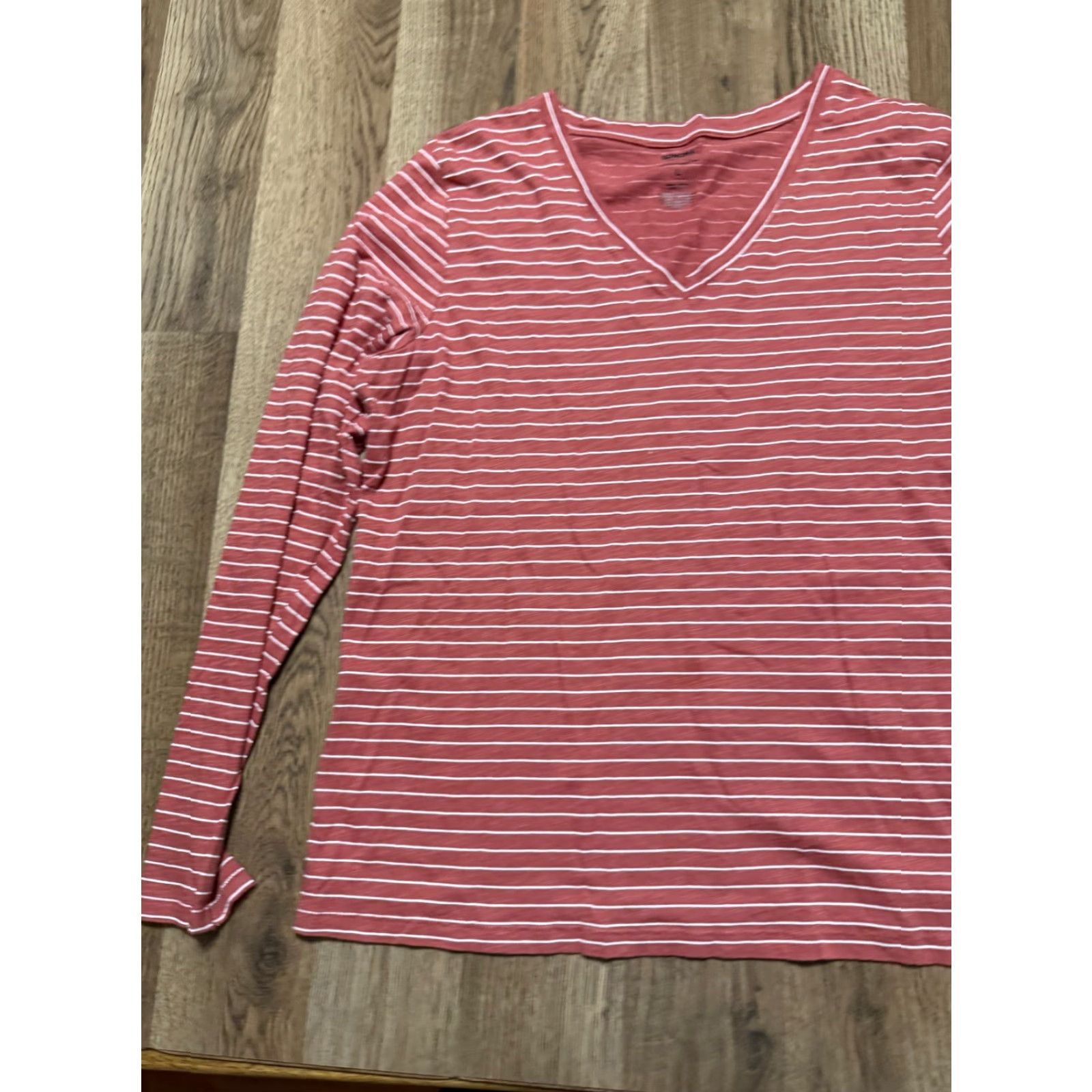 Vintage Sonoma Shirt Womens L Red White Striped V-Neck Long Sleeve Shirt Pullover Knit Cotton Casual Modern Basic Fall Spring Summer Modern Womens Size L / US 10 / IT 46 - 3 Thumbnail