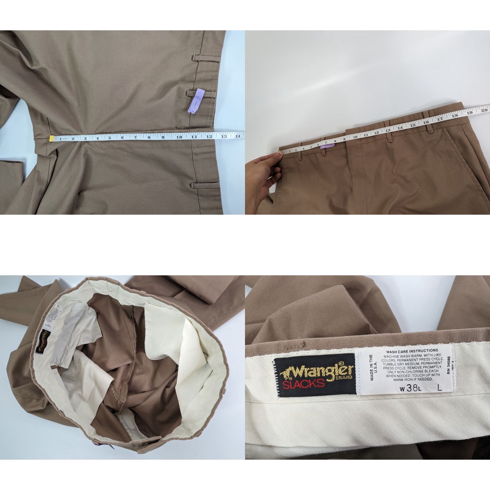 Wrangler VINTAGE Wrangler Brown Pants Men 38 Straight Front Dress Trousers USA Dress Pants Size US 38 / EU 54 - 8 Thumbnail