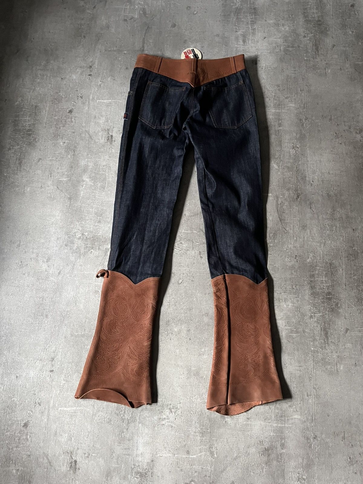 Jean Paul Gaultier Jean Paul Gaultier leather trimmed cowboy boot denim Size 30" / US 8 / IT 44 - 2 Thumbnail