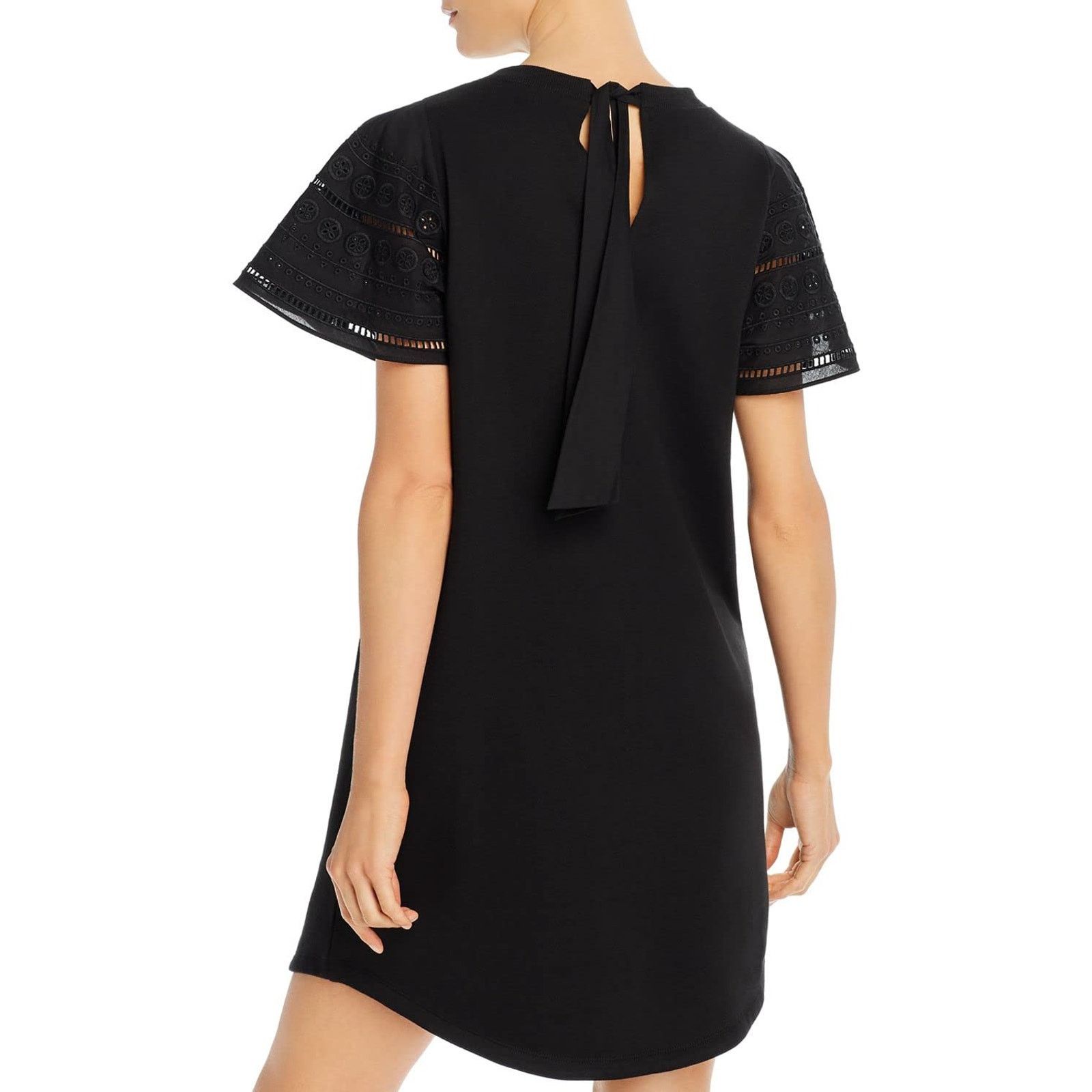 Parker Katrina Black Lace Short Sleeve Combo Mini Dress Sz S
