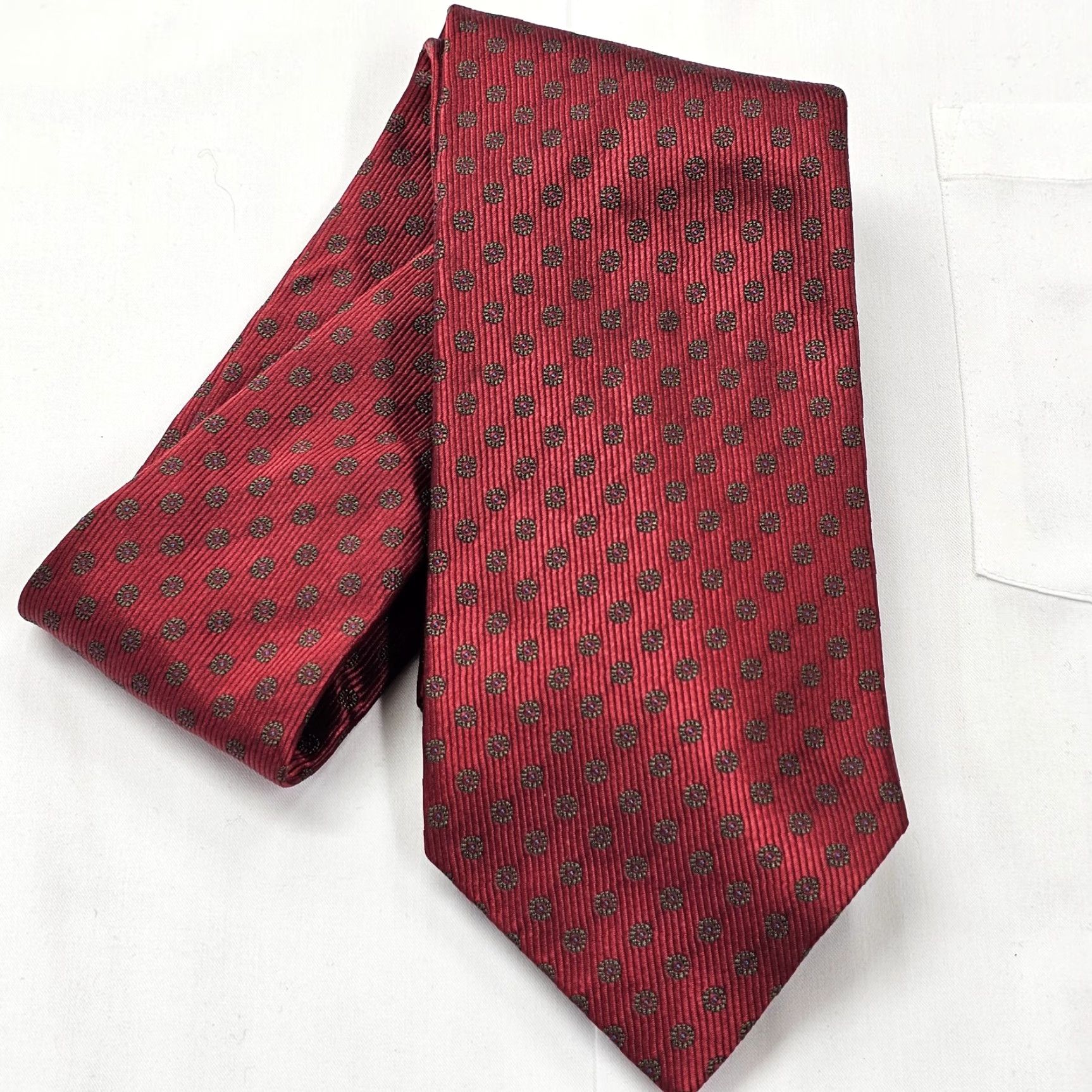 Vintage VINTAGE JZ RICHARDS Necktie Men's Red Silk Tie Geometric Circles 60"X4" Designer Tie Businessmen Style Mens Size ONE SIZE - 7 Thumbnail