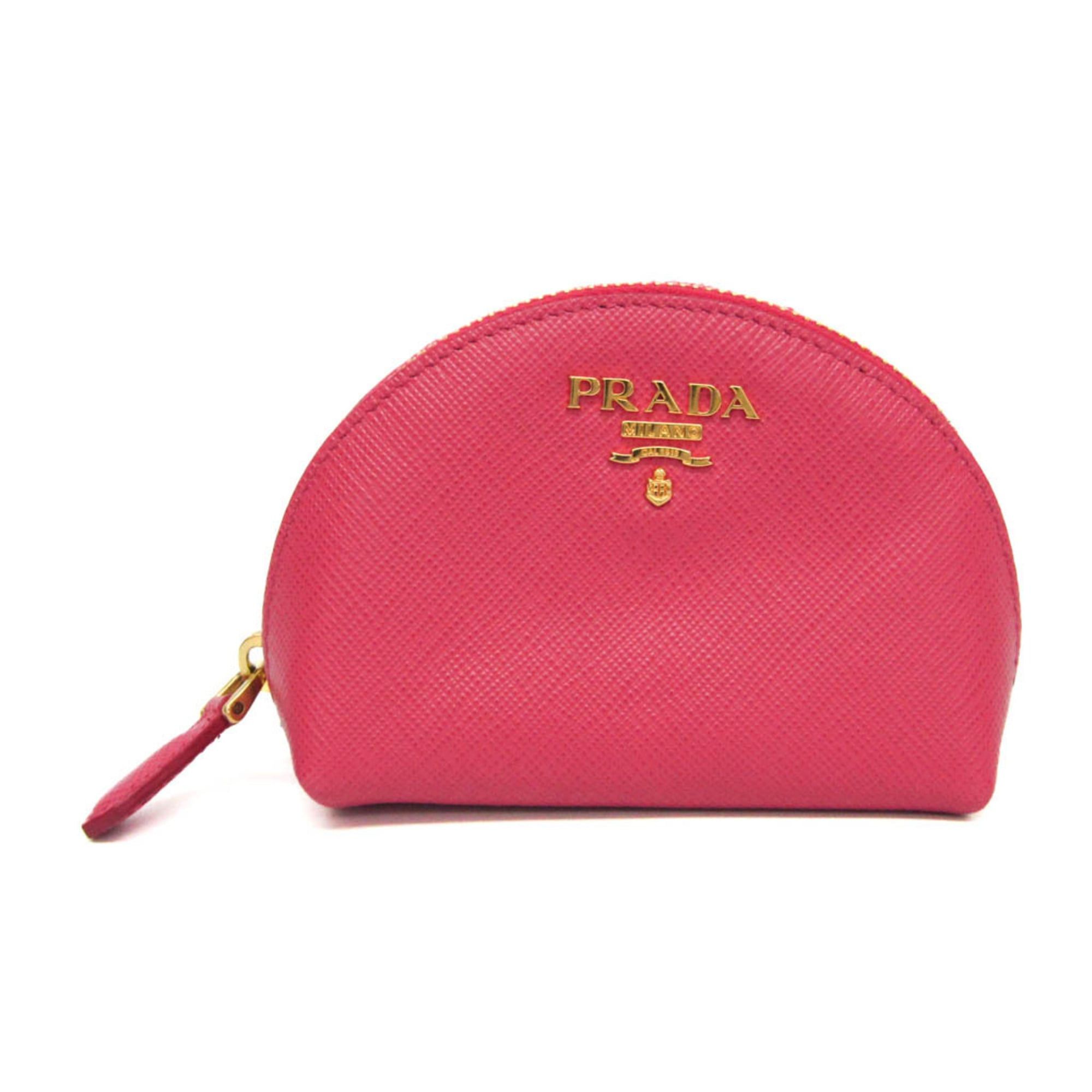Prada Prada Saffiano Mini Pouch With Key Ring Women's Leather Coin Purse/coin Case Pink Size ONE SIZE - 1 Thumbnail