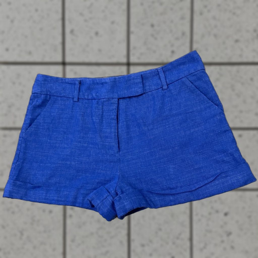 Vintage LOVE...ADY Shorts Women M Blue 1in Inseam Casual Cut-Off Cotton Blend Spandex Stretch USA Made 31x1in XS? Size 32" / US 10 / IT 46 - 1 Thumbnail