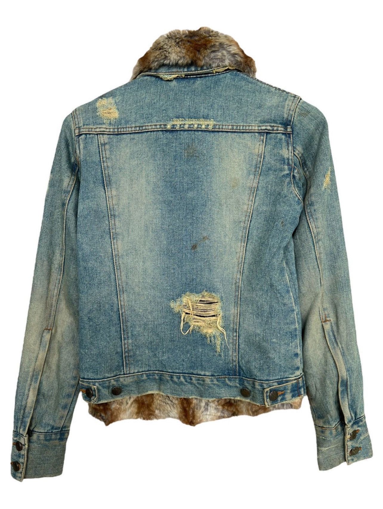 Japanese Brand Japanese Brand Fur Denim Jacket Distressed Denim Jacket S Size S / US 4 / IT 40 - 2 Thumbnail