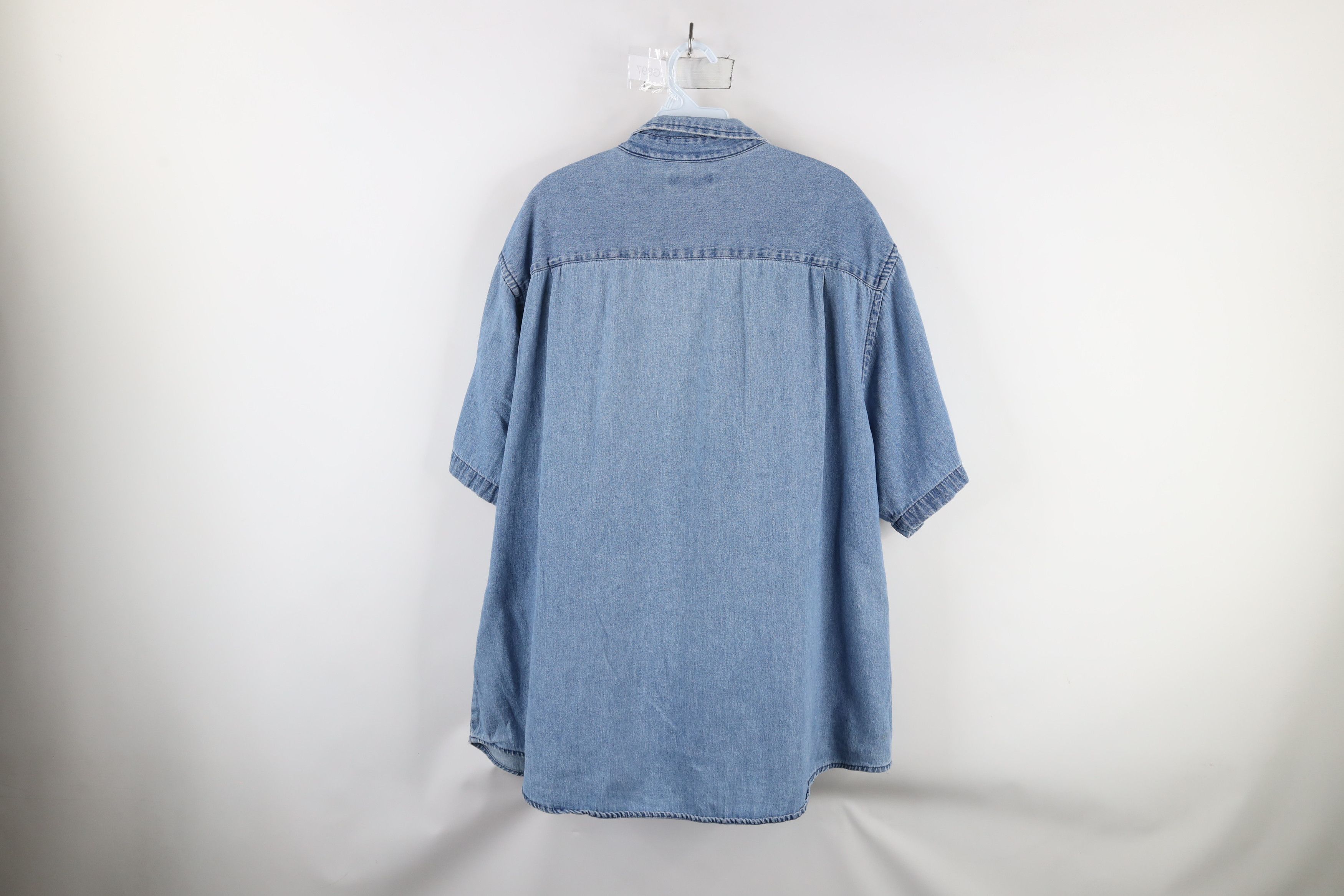 Vintage Vintage 90s Streetwear Short Sleeve Denim Button Down Shirt Size US XXL / EU 58 / 5 - 11 Thumbnail