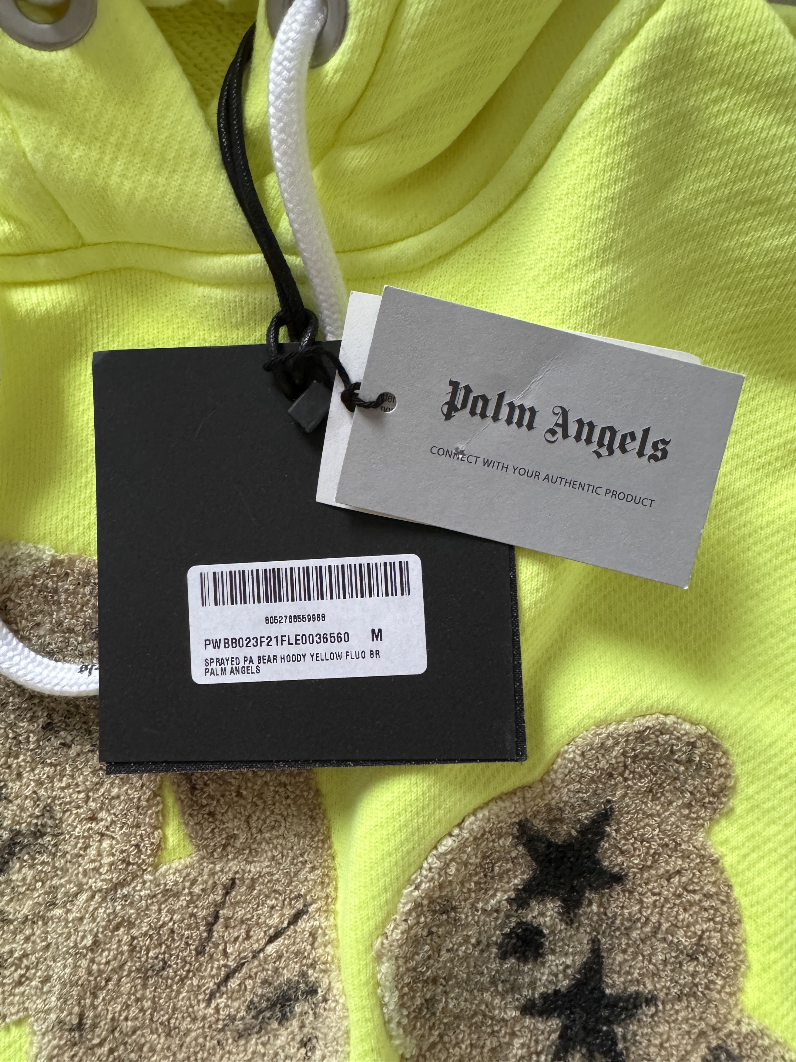 Palm Angels Bear Hoodie Sprayed Yellow Fluo