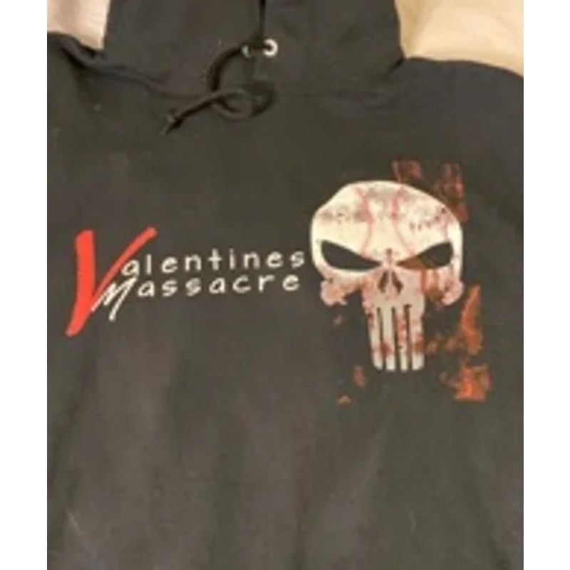 Jerzees Graphic Band Style Black Valentines Massacre Skull Hoodie XL Size US XL / EU 56 / 4 - 3 Thumbnail