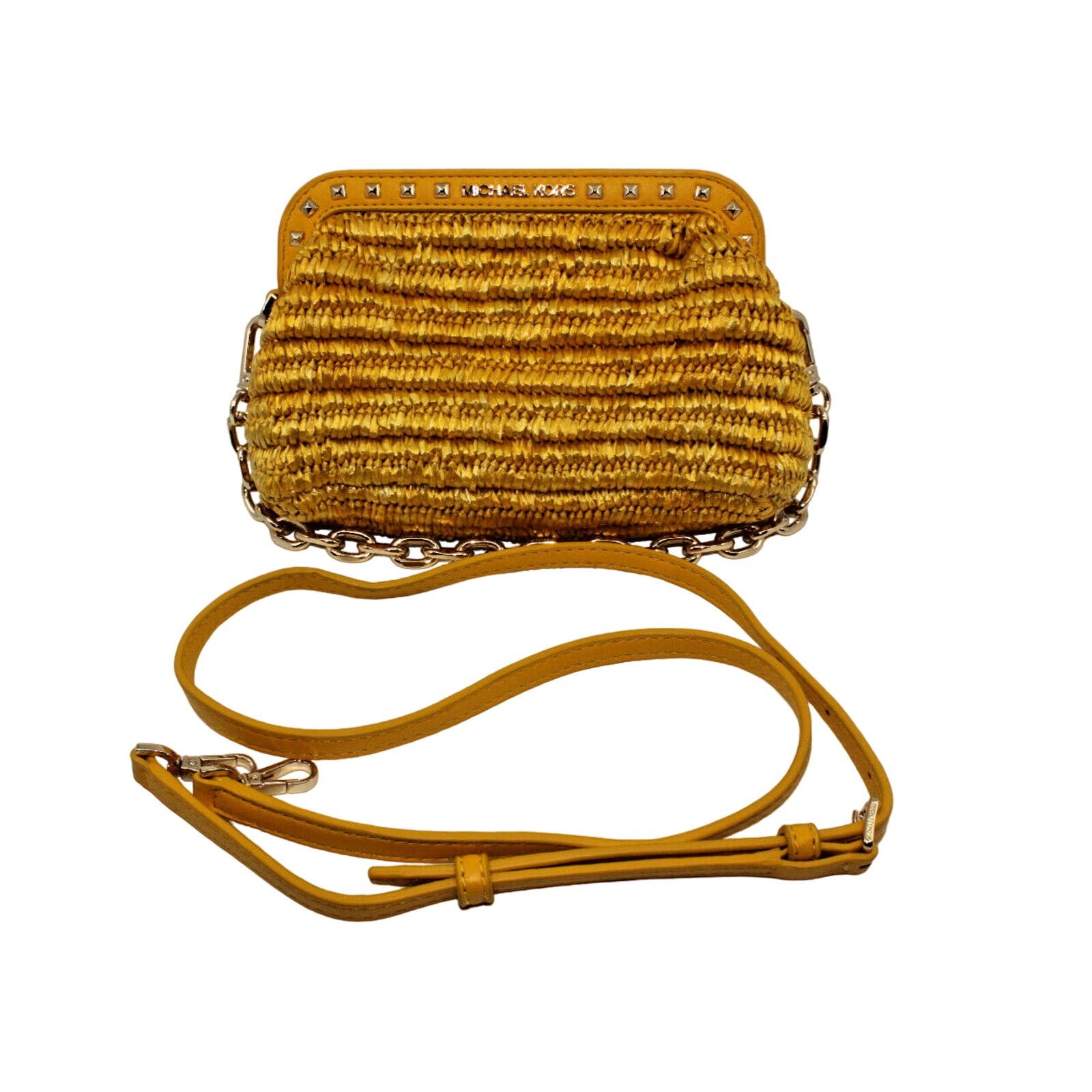MICHAEL KORS Livia Small Cloud Butter Woven Leather Bag $448