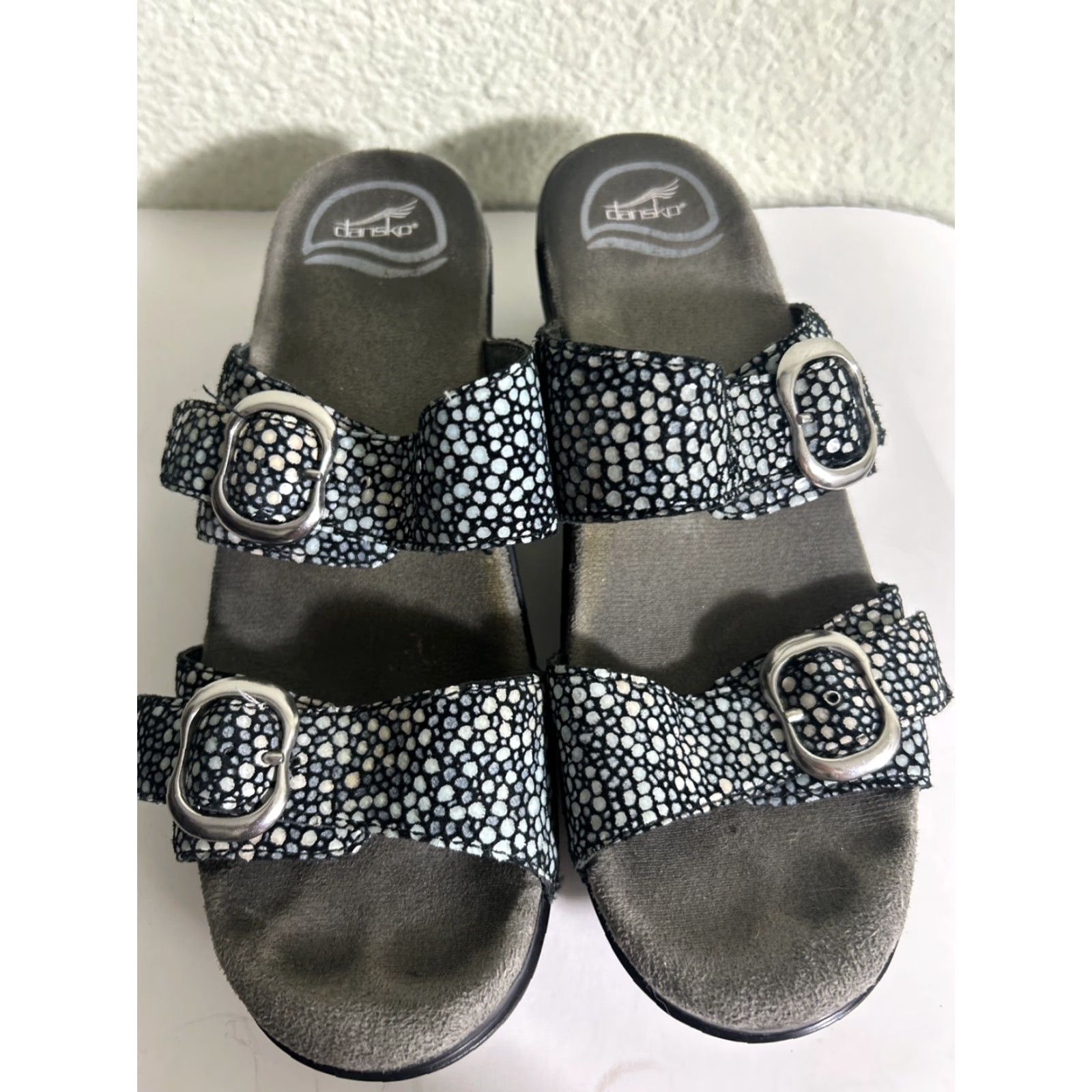 Dansko Dansko Sophie Sandals Black Dot Double Strap Womens EUR 37 US 6.5-7 Sandal Slidess Size US 7 / IT 37 - 7 Thumbnail