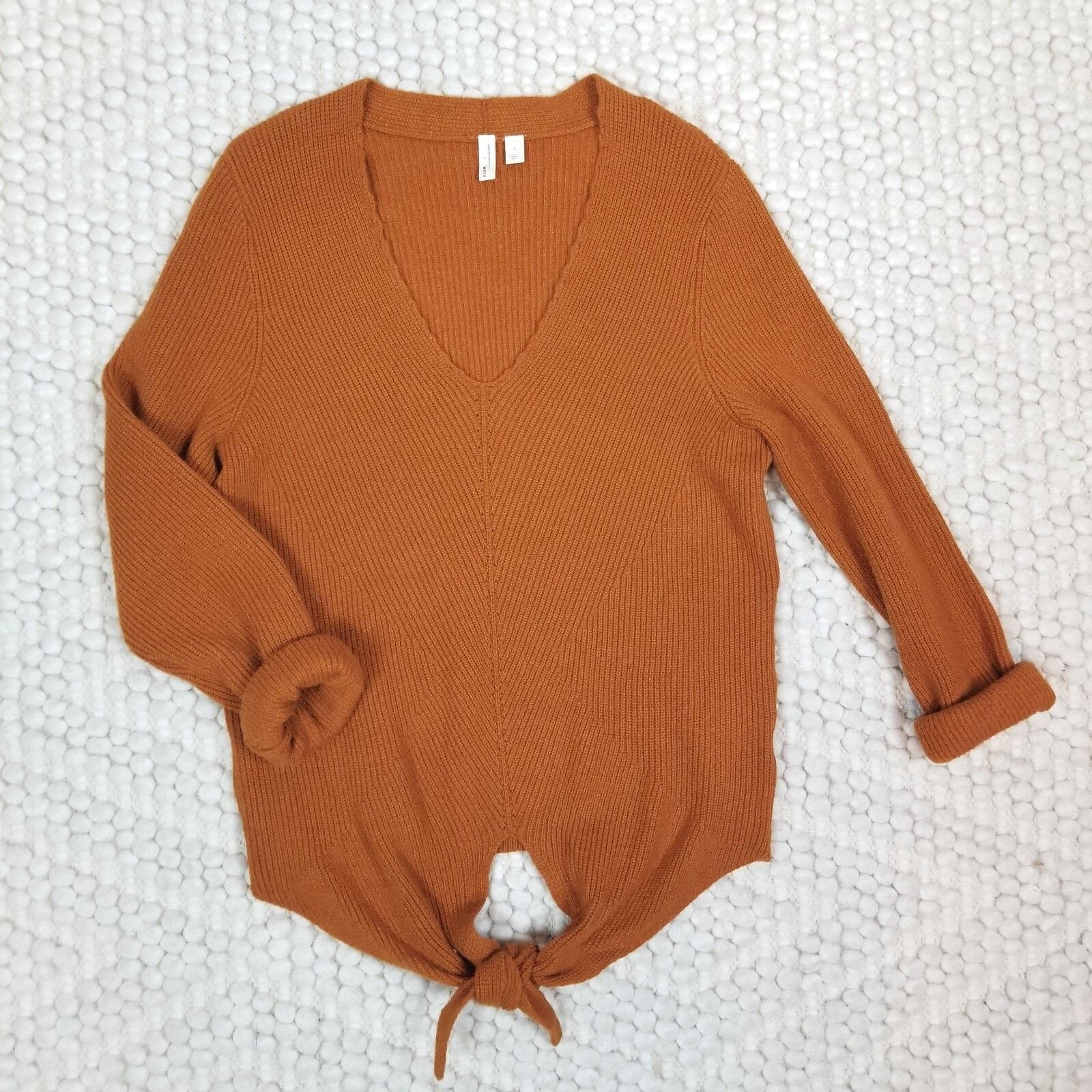 Anthropologie Moth by Anthropologie Tie Front Sweater Orange Terracotta L Size L / US 10 / IT 46 - 5 Thumbnail