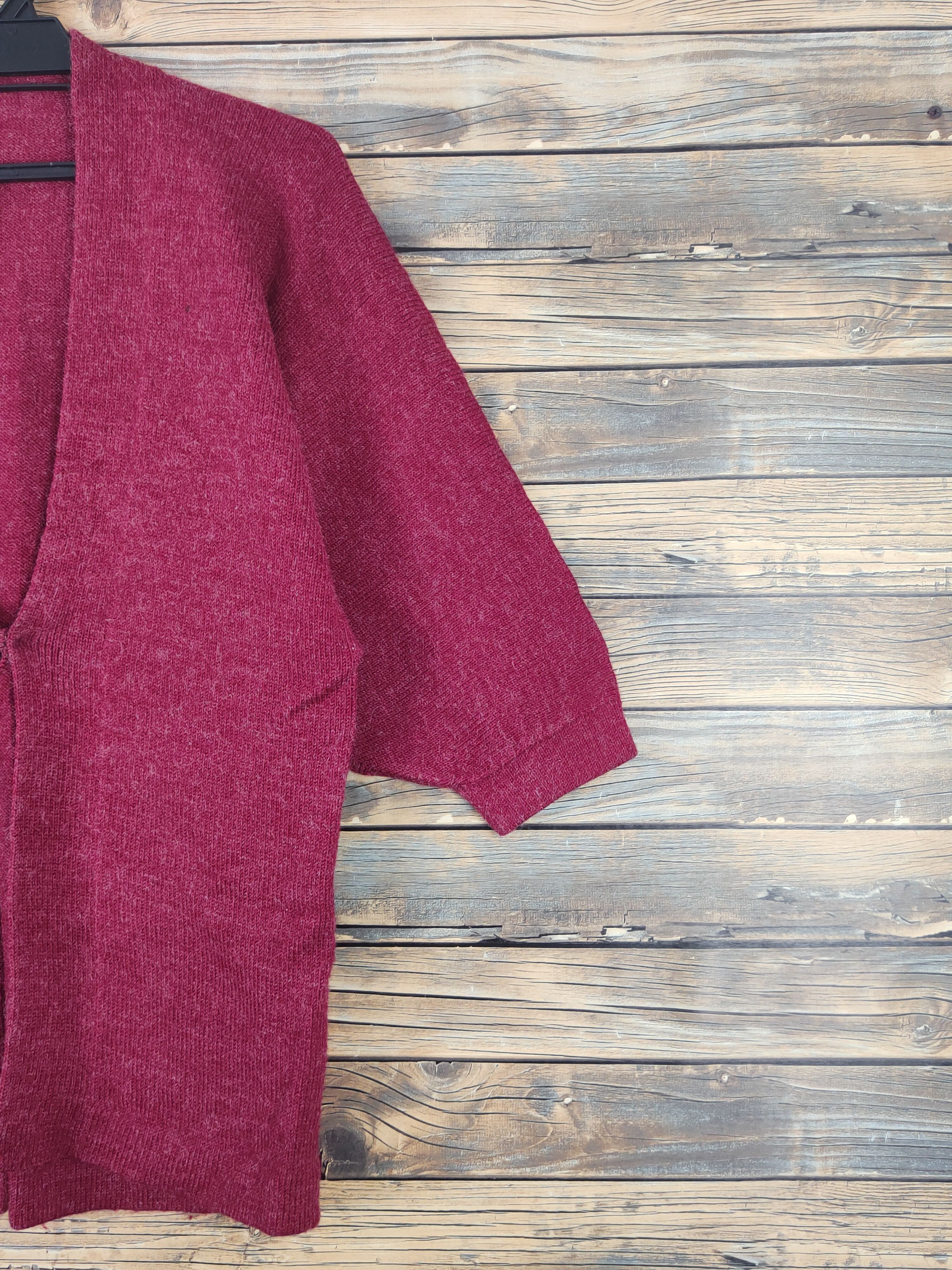 Homespun Knitwear × Japanese Brand × Vintage Japanese Brand Red Knitwear Kimono cardigan #W1087 Size M / US 6-8 / IT 42-44 - 5 Thumbnail