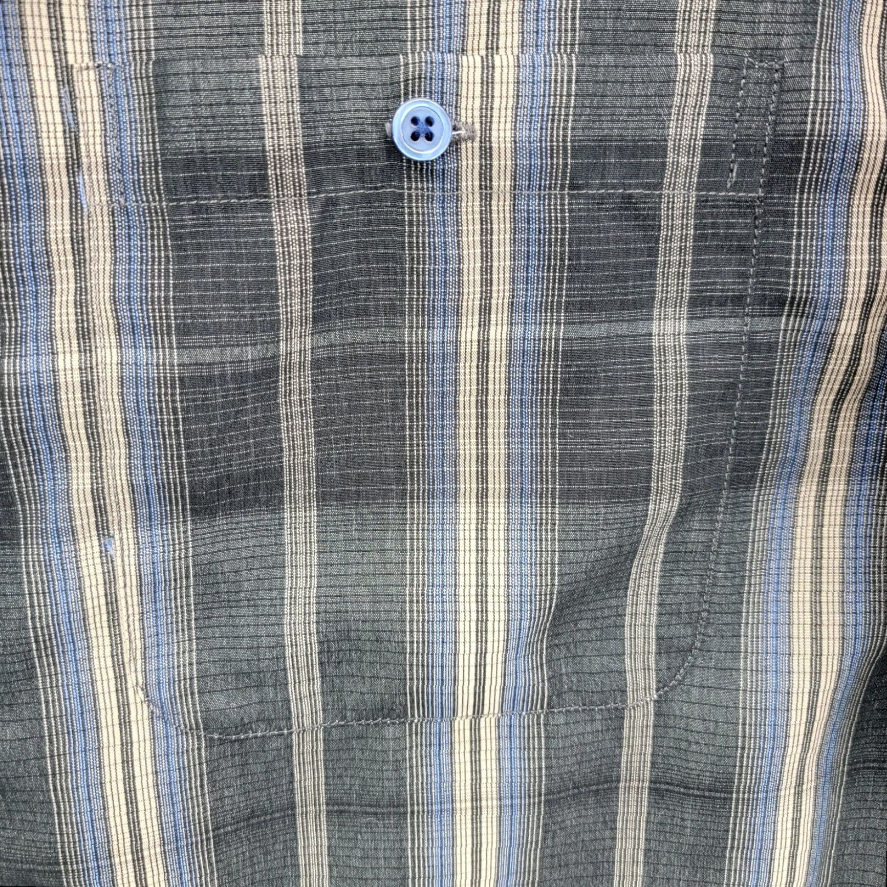 Vintage R&R Casuals Shirt Men's 2XL XXL Button-Up Plaid Polyester Gray Blue Beige Classic Summer Casual Formal Womens Mens Boys Girls Size US XXL / EU 58 / 5 - 2 Thumbnail