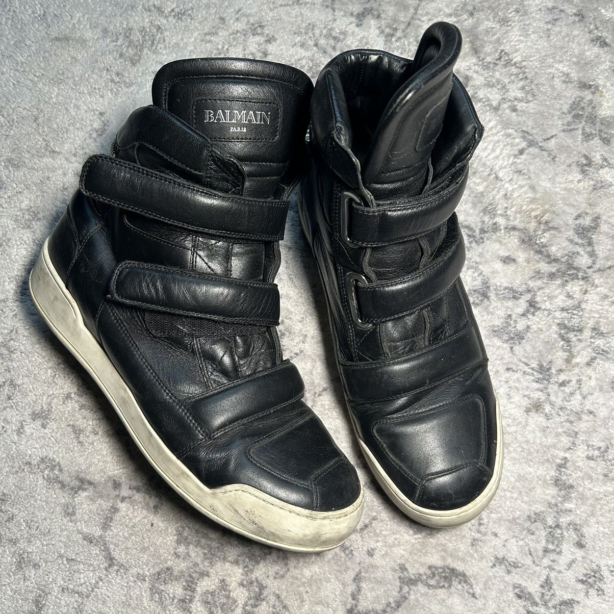 Balmain Balmain Zip High Top Leather Sneakers | Grailed