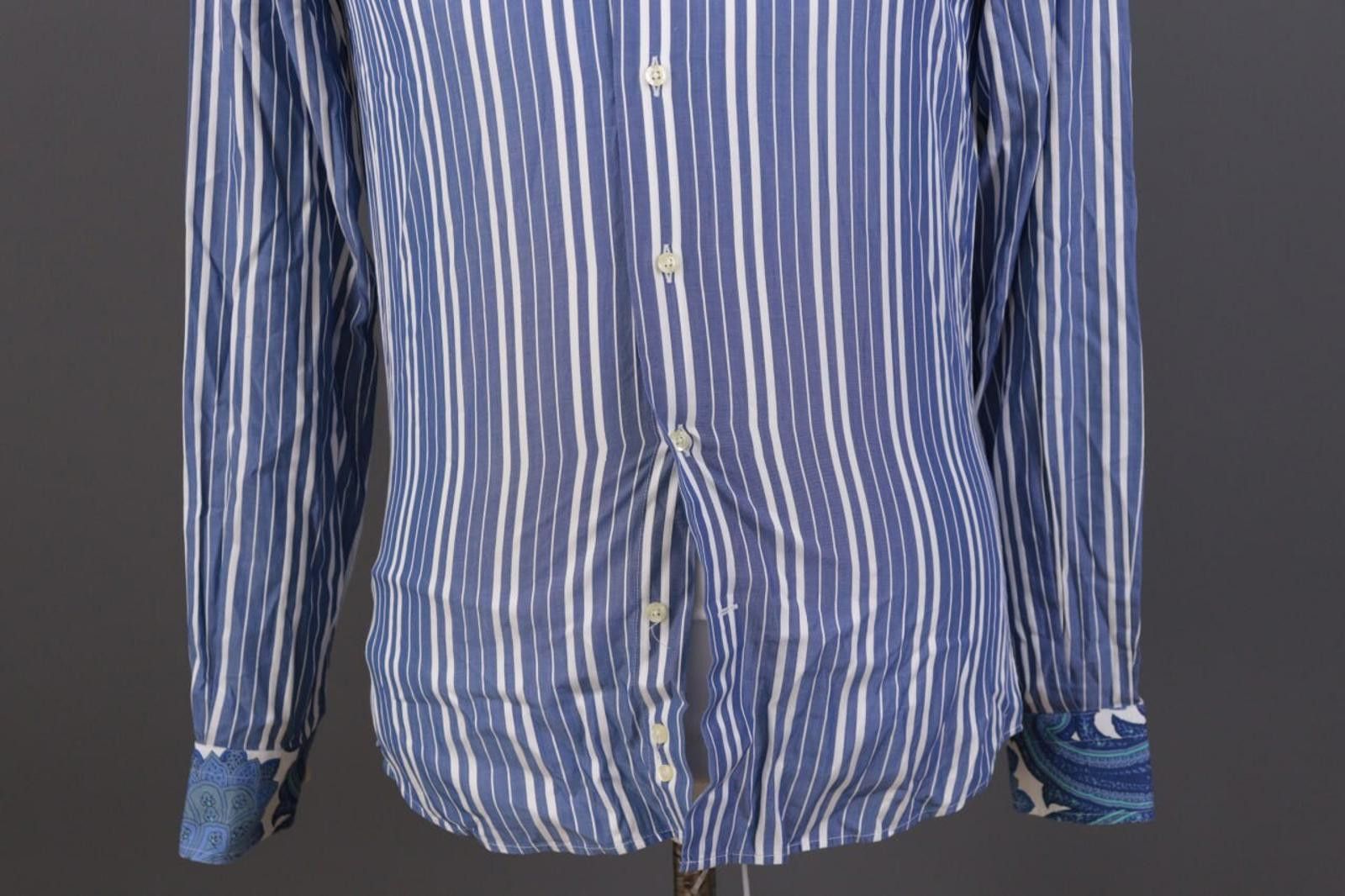 Eton Eton Blue White Striped 100% Cotton Collar Shirt Size 38 Size US M / EU 48-50 / 2 - 3 Thumbnail