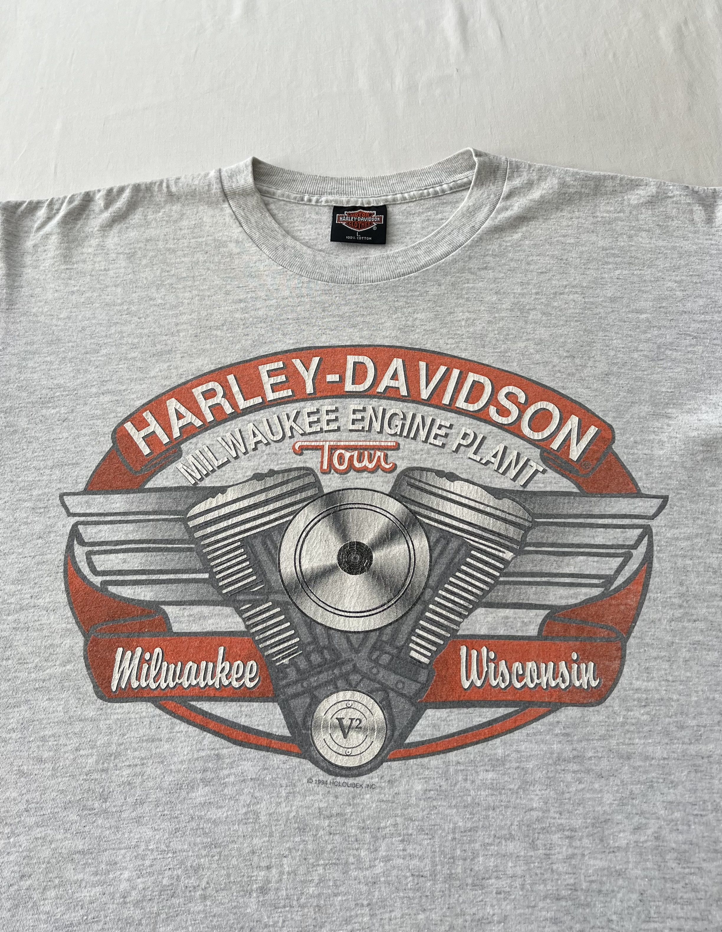Harley Davidson Vintage 1994 Harley Davidson Engine Motor Gray T-shirt Size US L / EU 52-54 / 3 - 3 Thumbnail