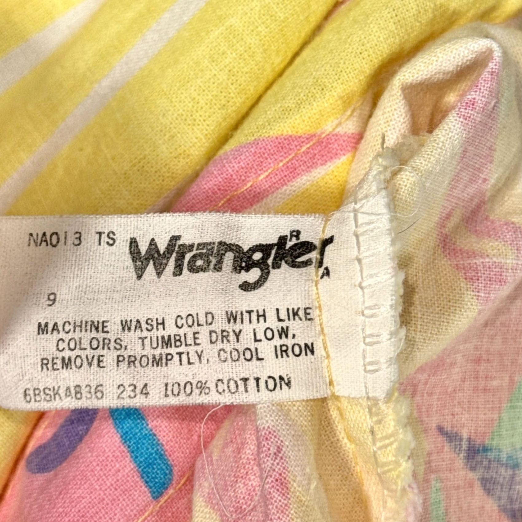 Wrangler VINTAGE Wrangler Palm Tree Skirt High Midi 9/25 80s 90s Denim Cotton Floral Yellow Womens Skirt Size 30" / US 8 / IT 44 - 4 Thumbnail