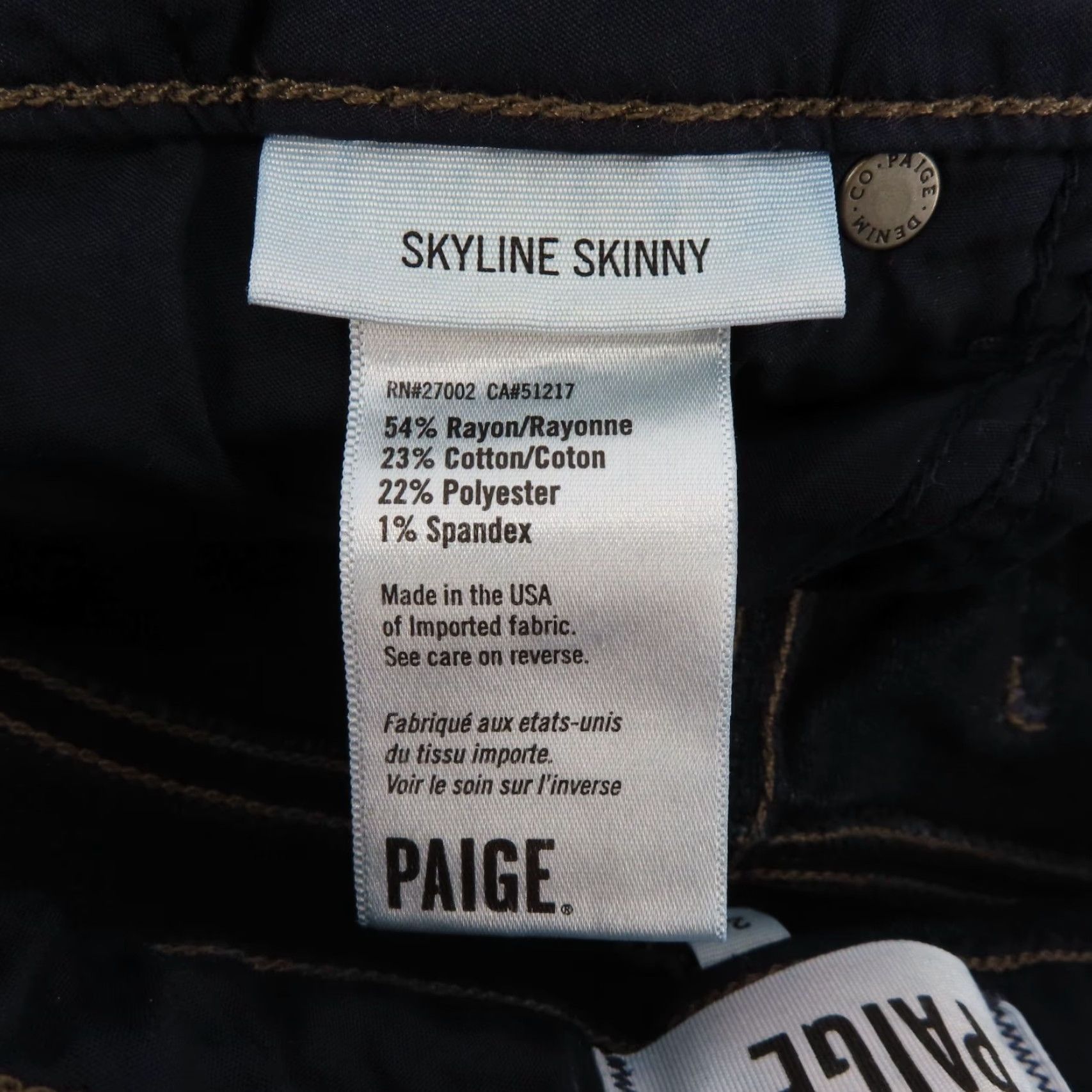 Paige Paige Skyline Jeans Womens 26 Skinny Solid Blue Dark Wash Denim Cotton Blend Size 26" / US 2 / IT 38 - 6 Thumbnail