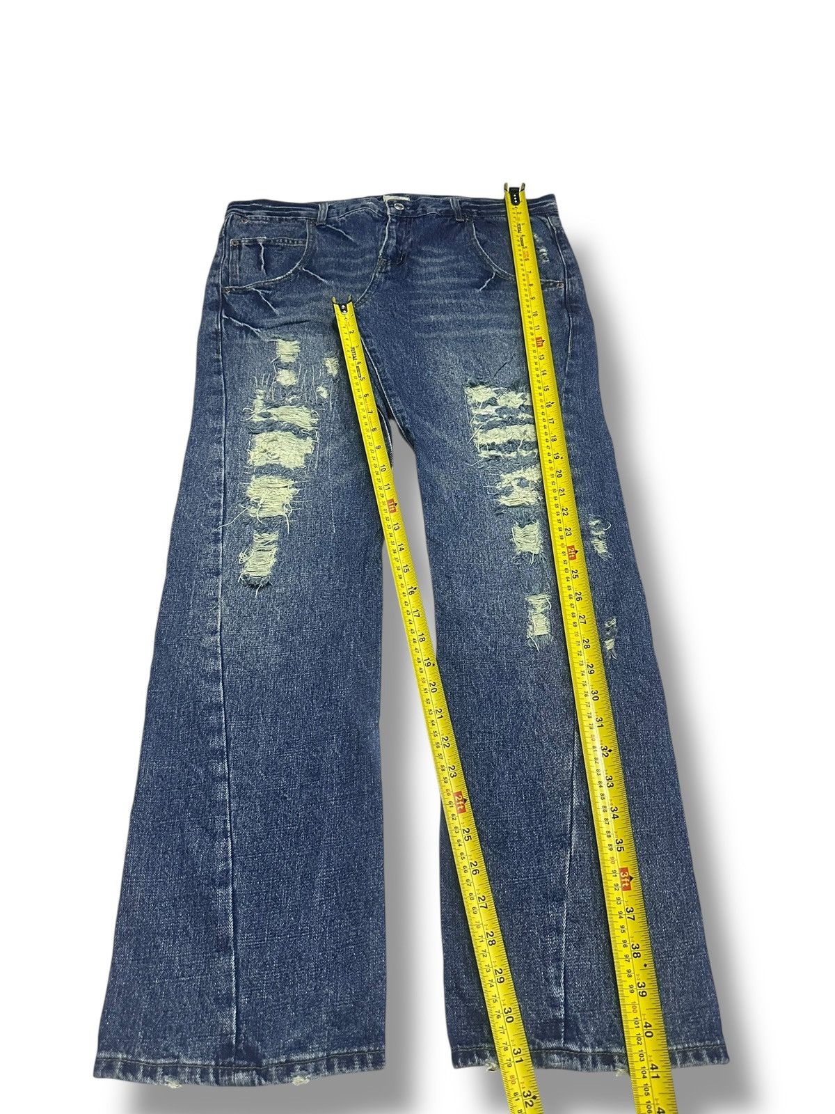 Japanese Brand Vintage Reac Distressed Jeans Baggy Loose Style & Faded Wash Size US 36 / EU 52 - 13 Thumbnail
