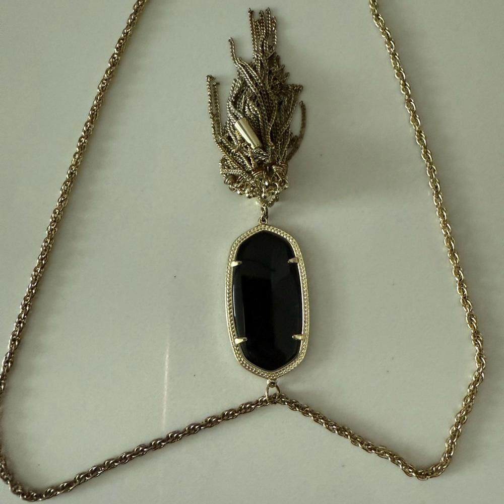 Designer Kendra Scott Rayne Long Black and Gold Tassel Necklace Size ONE SIZE - 4 Thumbnail