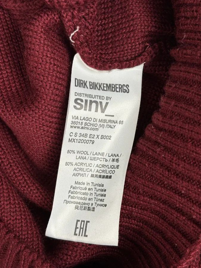 Dirk Bikkembergs 2010s Bikkembergs Burgundy Wool Turtleneck Sweater Size US M / EU 48-50 / 2 - 9 Thumbnail