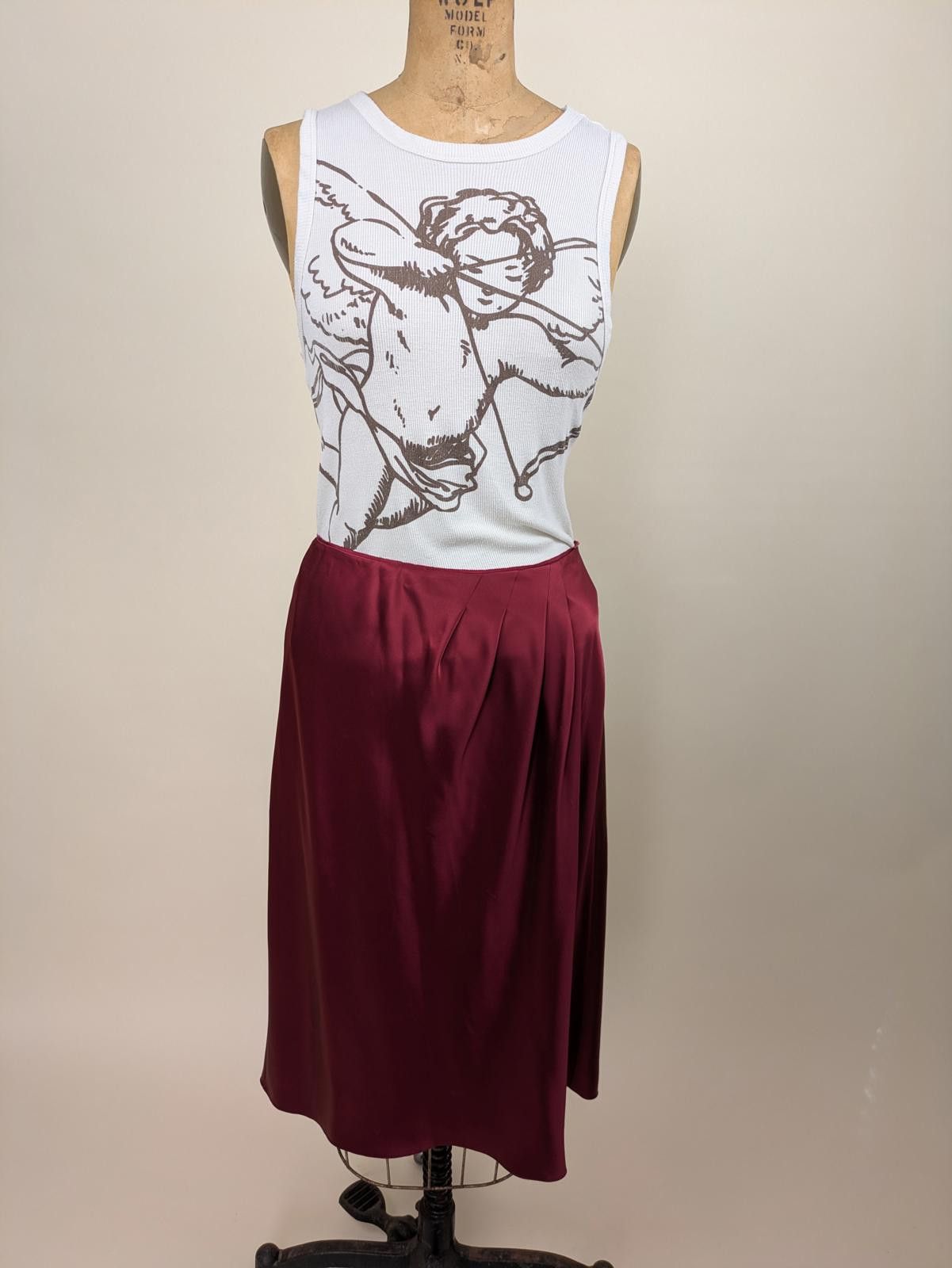 Lafayette148 valentine red silk midi skirt