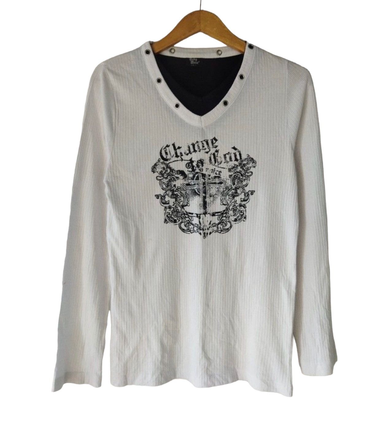 image of 20471120 x Avant Garde Poem Cross Longsleeve Body Wave in White, Men's (Size Small)