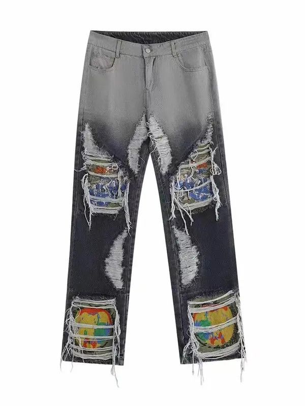 Japanese Brand High street sabotage washed heavy embroidered ripped jeans Size US 30 / EU 46 - 1 Thumbnail