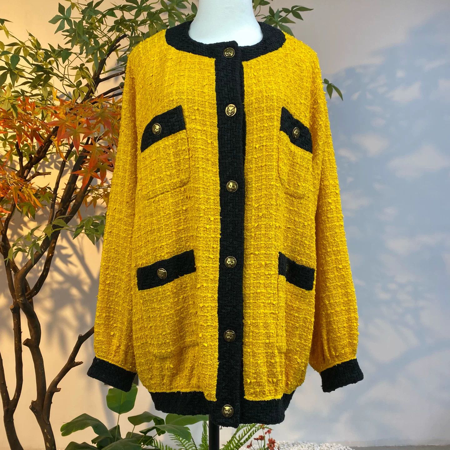 Gucci Gucci Yellow Tweed Chanel-style Coat Size S / US 4 / IT 40 - 1 Thumbnail
