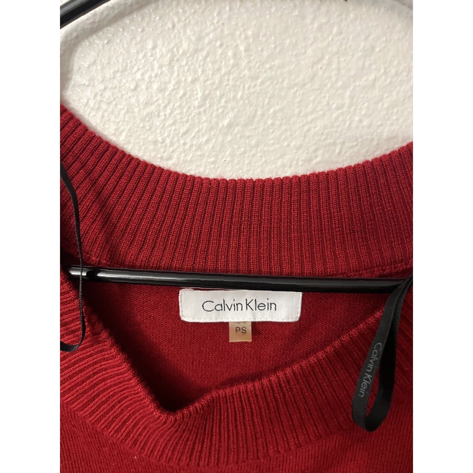 Calvin Klein Calvin Klein Sweater Womens PS Merino Wool Red Round Neck Pullover Winter Petite Size S / US 4 / IT 40 - 3 Thumbnail