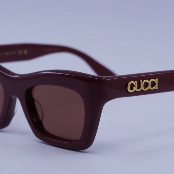 Gucci Gucci GG1773SA 002 Sunglasses Burgundy Cay Eye Frame Size ONE SIZE - 4 Thumbnail