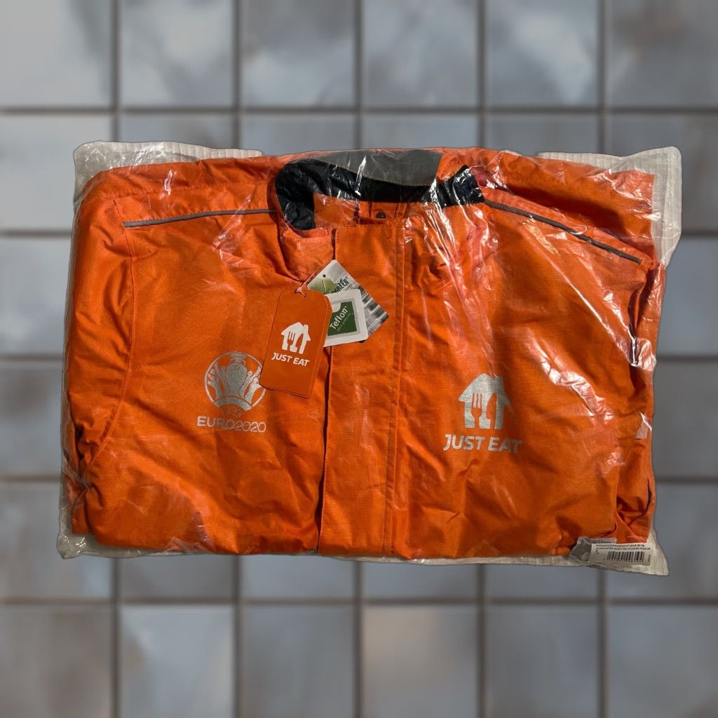 Vintage VINTAGE Just Eat Waterproof Jacket L Unisex Adults Orange Waterproof Size US L / EU 52-54 / 3 - 1 Thumbnail