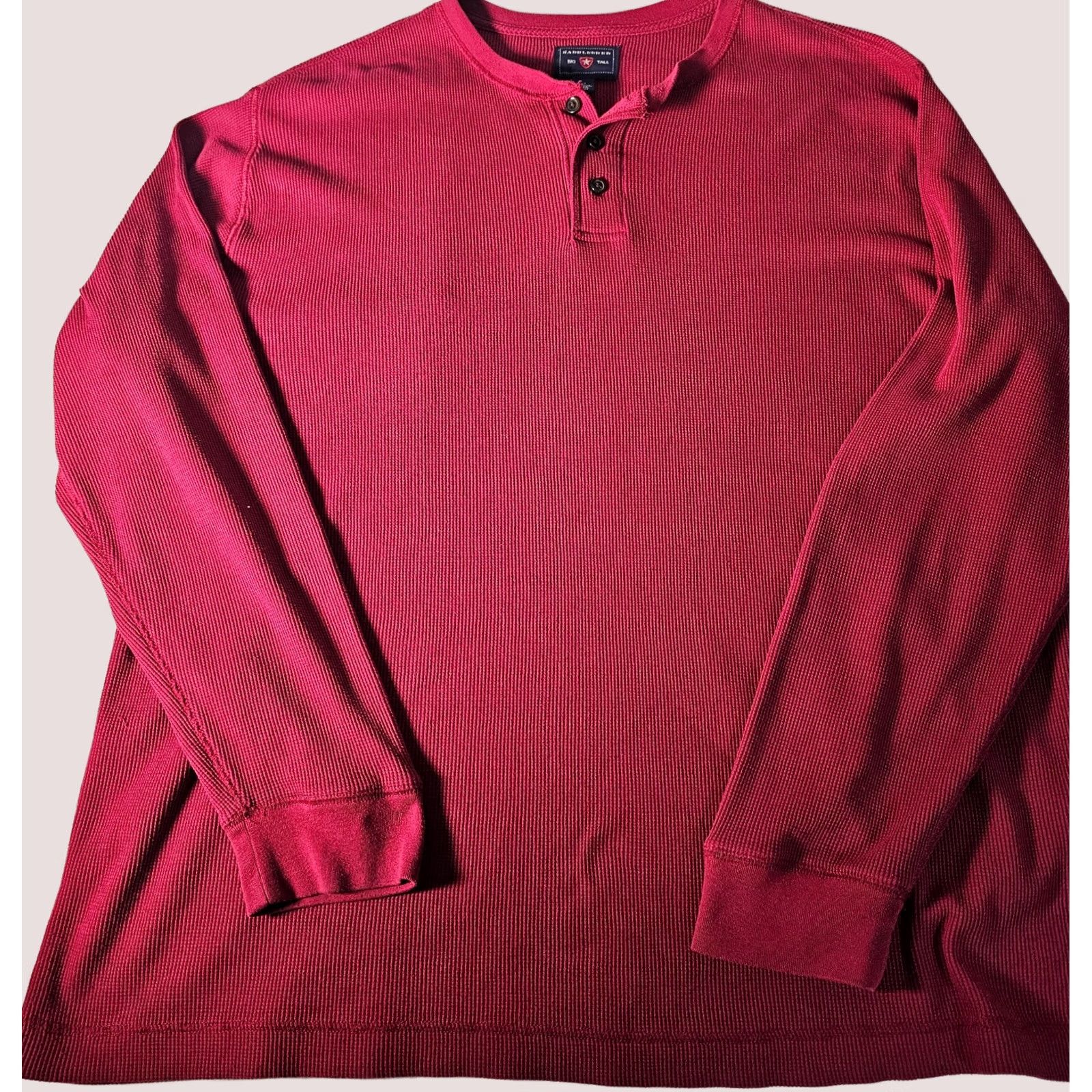 Vintage VINTAGE Saddlebred Henley Shirt Mens XLT Maroon Red Comfort Flex Long Sleeve Casual Size US XL / EU 56 / 4 - 1 Thumbnail