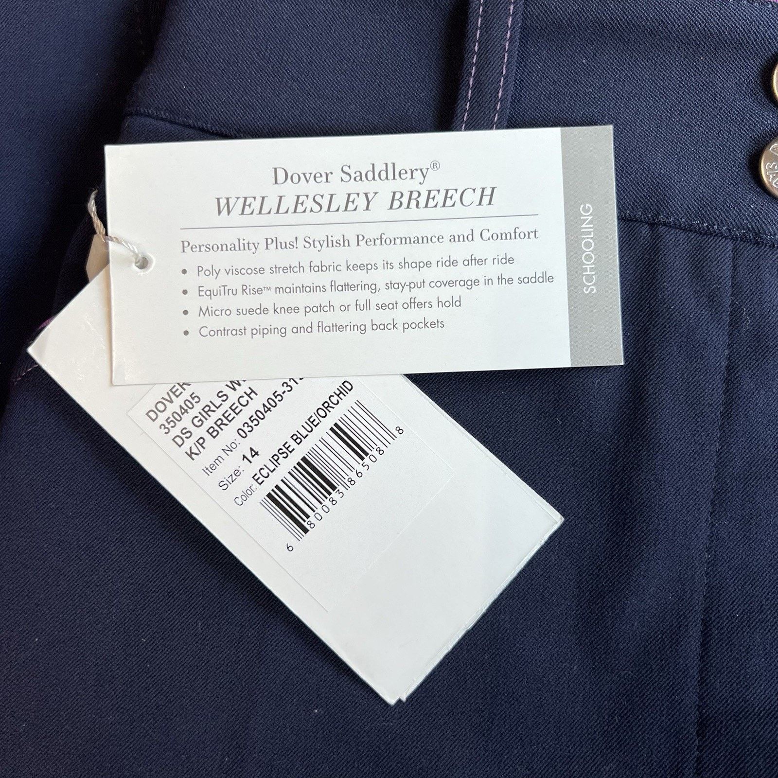Other NWT Dover Saddlery Wellesley Breeches Girls 14 Riding Size 36" / US 14 / IT 50 - 6 Thumbnail