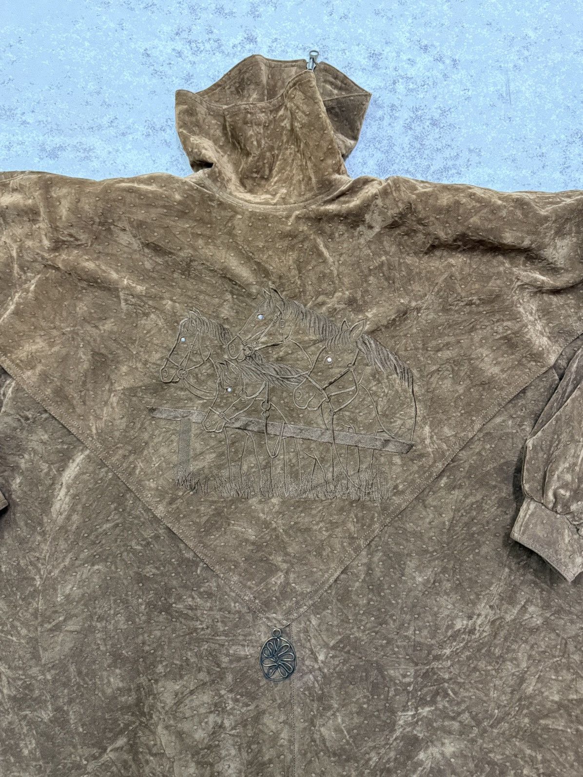 Vintage La Moda Goji Suede Brown Fancy Cloaks Size ONE SIZE - 15 Thumbnail