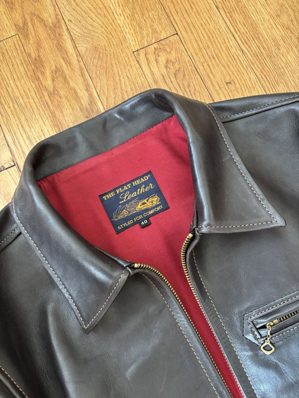 The Flat Head HS001 HORSEHIDE SINGLE RIDERS LEATHER JACKET - 40 Size US S / EU 44-46 / 1 - 3 Thumbnail