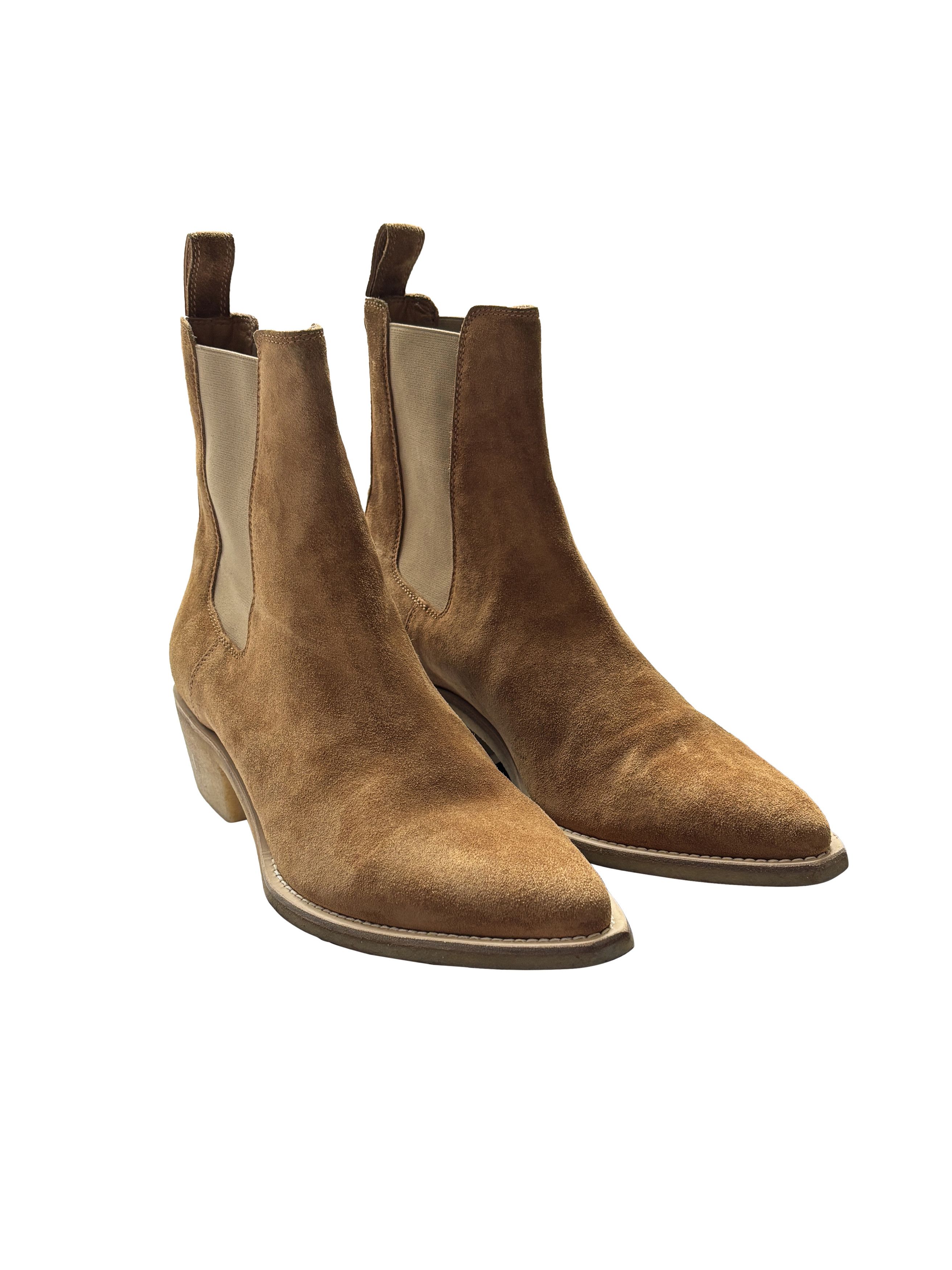 Amiri ⚡️QUICK SALE⚡️Amiri Tan Crepe Suede Pointed Chelsea Boots Size US 11 / EU 44 - 1 Thumbnail