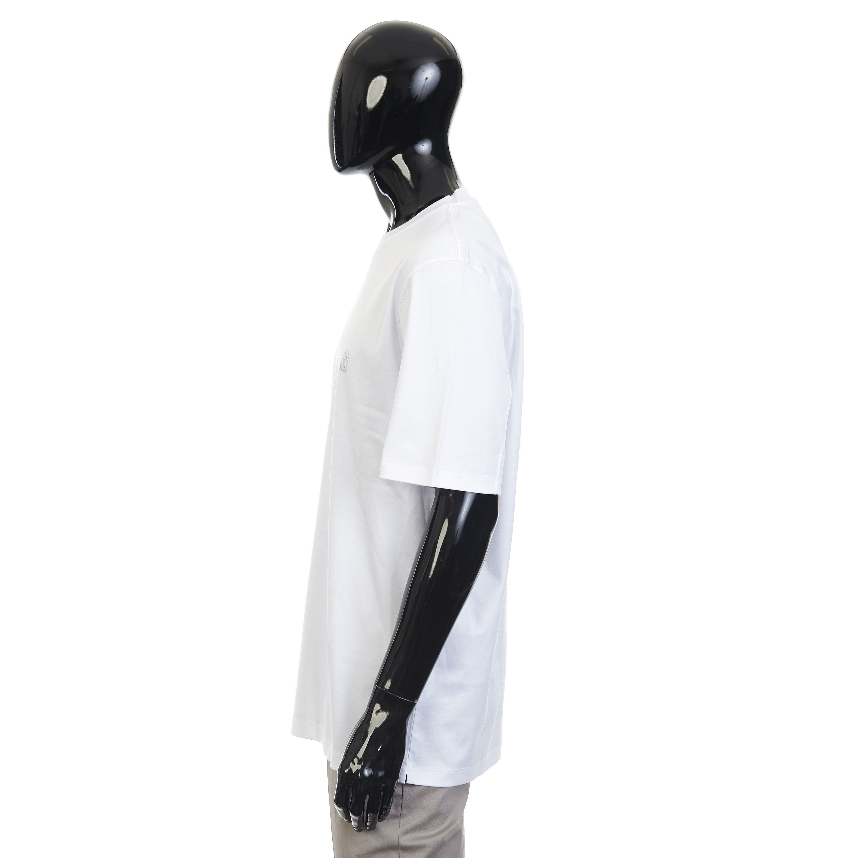 Brunello Cucinelli White Cotton Jersey Crew neck Tshirt With Logo Size M Size US M / EU 48-50 / 2 - 3 Thumbnail