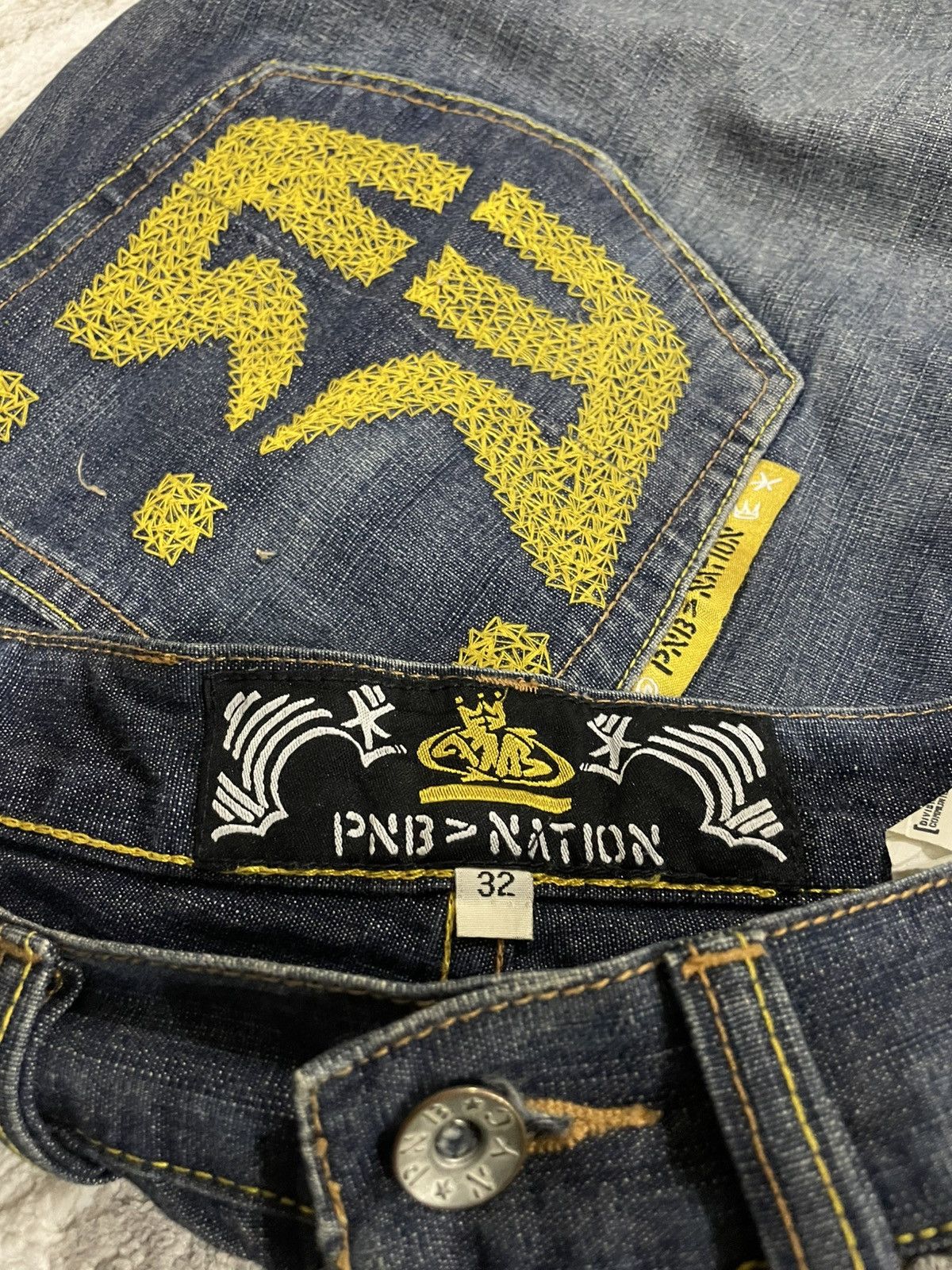 Eminem × JNCO × Rap Tees Y2K PNB Nation Embroidery Eminem Super Baggy Rapper Jeans Size US 32 / EU 48 - 10 Thumbnail