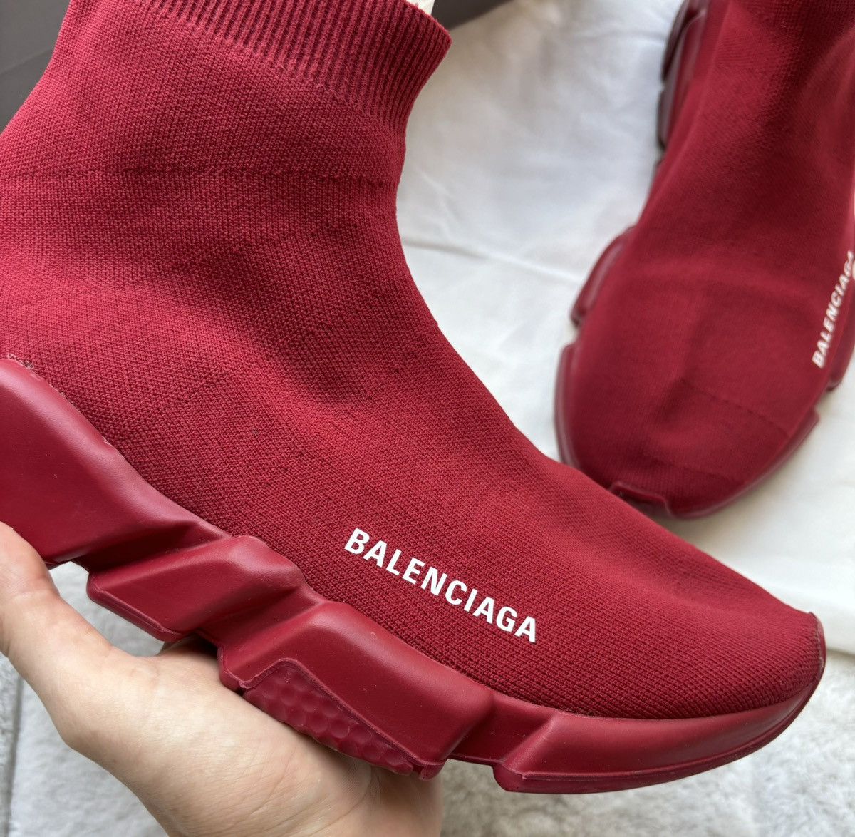 Balenciaga Balenciaga Burgundy Speed Runners Sneakers Size US 8 / EU 41 - 2 Thumbnail
