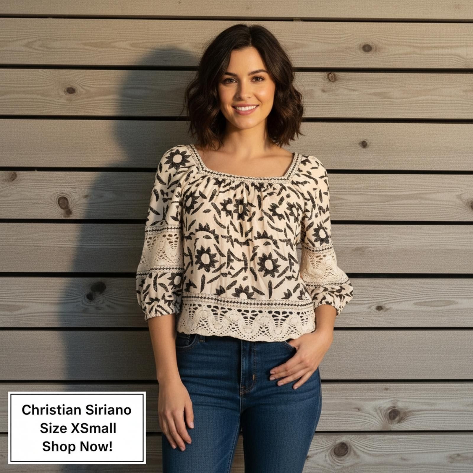 Christian Siriano Christian Siriano Women's Embroidered Peasant Blouse XS Size XS / US 0-2 / IT 36-38 - 1 Thumbnail