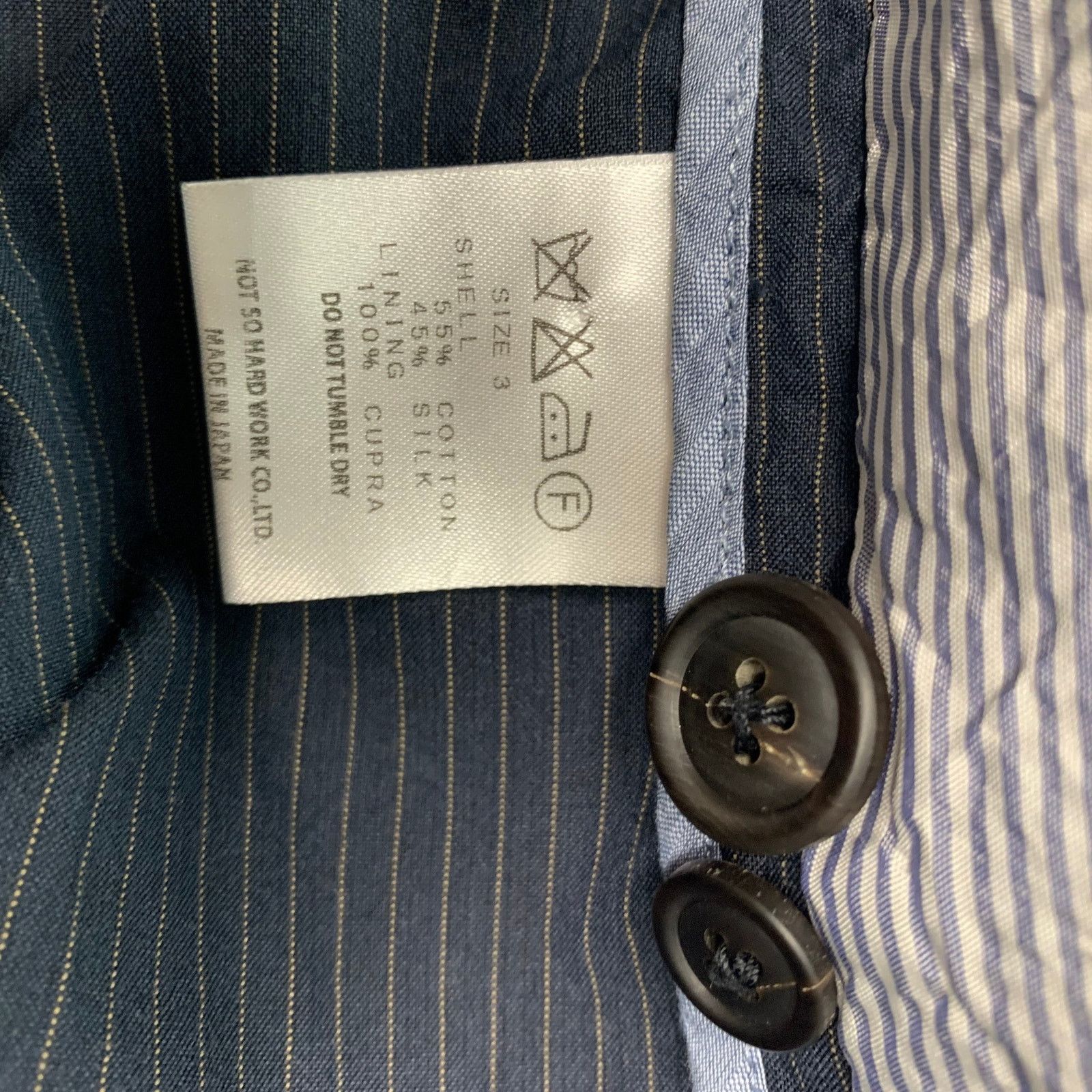 Ts(S) TS (S) Size L Navy Tan Pinstripe Cotton Silk Jacket Size US L / EU 52-54 / 3 - 5 Thumbnail