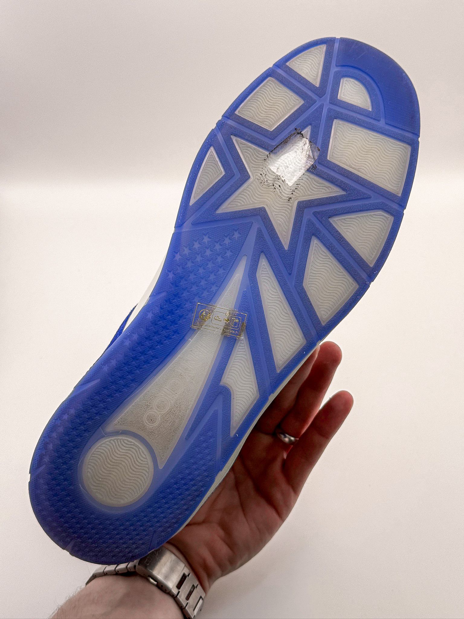 Jimmy Choo Jimmy Choo Blue Florent/M Ultraviolet White Leather Sneakers Size US 10.5 / EU 43-44 - 14 Thumbnail