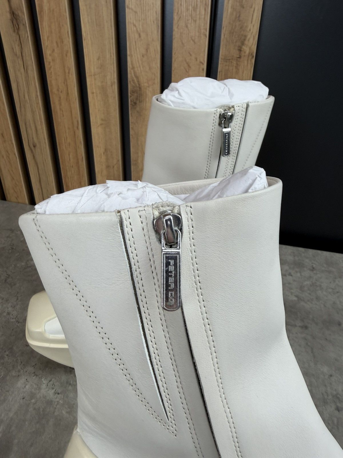 Peter Do at.kollektive x Peter Do Leather Platform Ankle Boots White Size US 10 / IT 40 - 6 Thumbnail