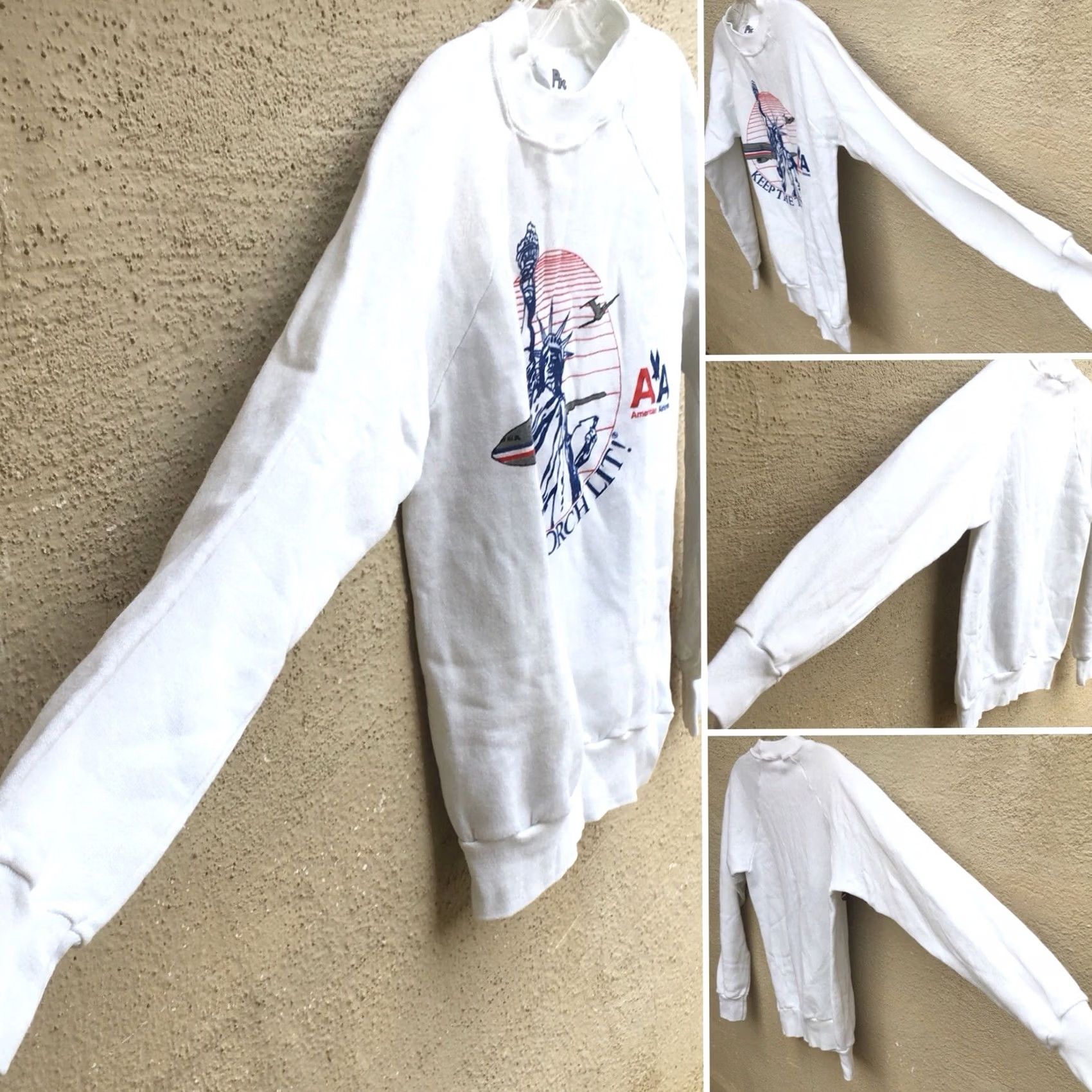 Vintage VINTAGE Pro Knit Sweatshirt Shirt S White Graphic Print USA Transportation Statue Of Liberty 80s 1980s Mens Boys Womens Size US S / EU 44-46 / 1 - 4 Thumbnail