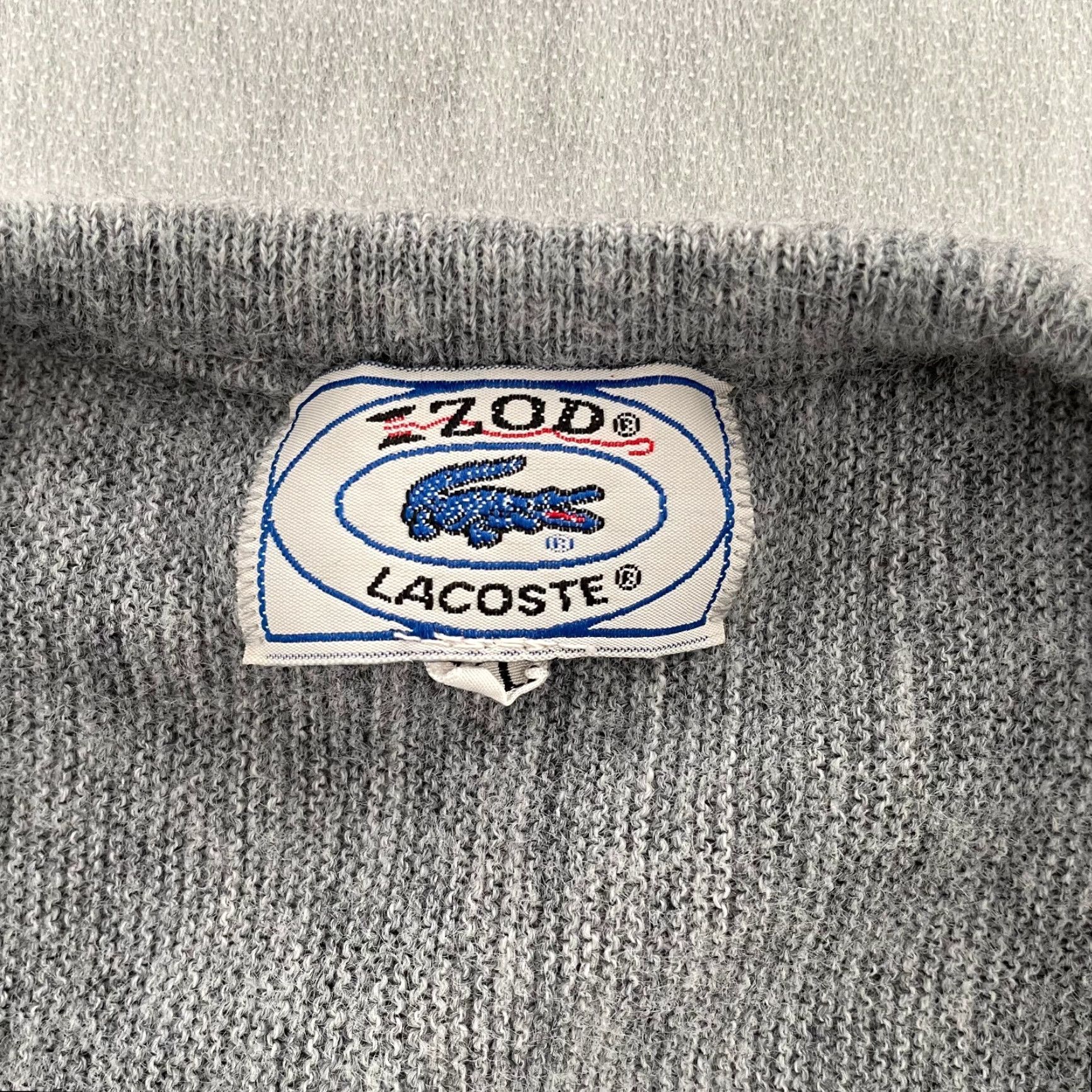 Vintage Vintage Izod Lacoste Mens Sweater Adult XL Gray Knit V-Neck Pullover Preppy 80s Casual Size US XL / EU 56 / 4 - 5 Thumbnail