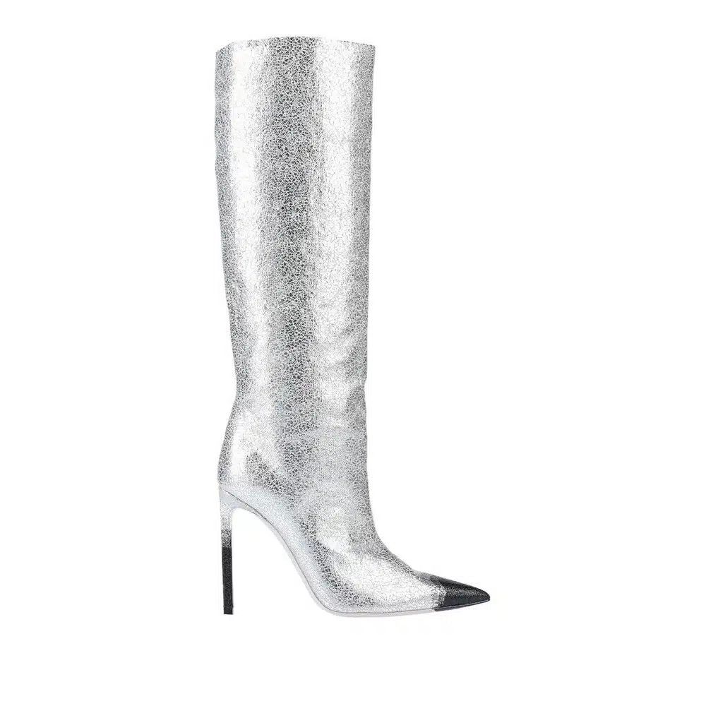 Tom Ford o1loc1c0625 W2255T Dip Dye Canvas Knee Hi Boots in Silver Size US 7 / IT 37 - 1 Thumbnail